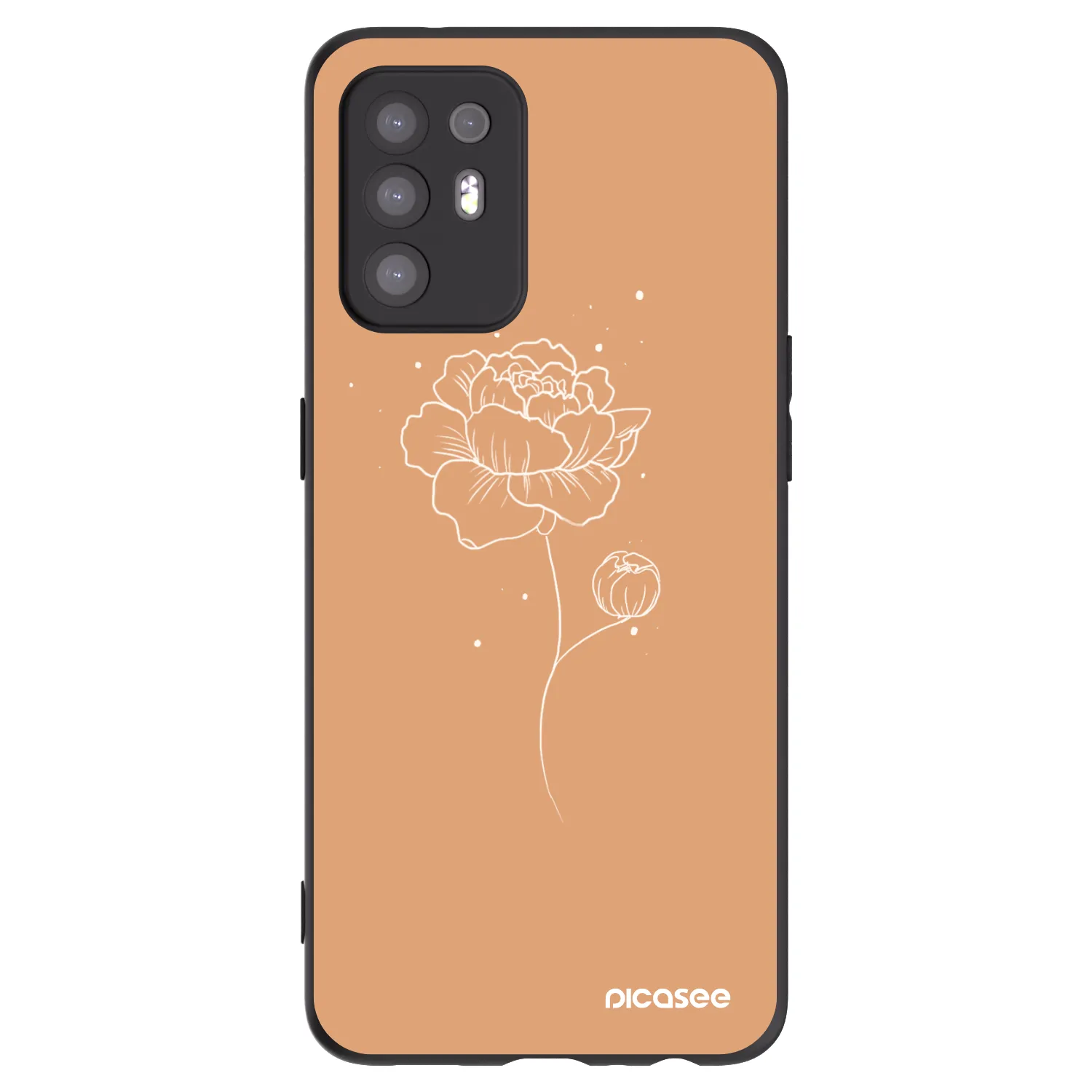 Picasee silikonowe czarne etui na OPPO A94 5G - Peonies