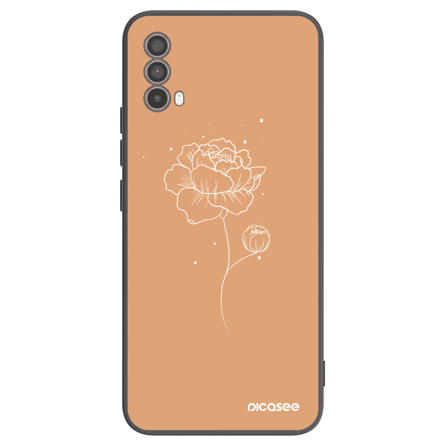 Picasee silikonowe czarne etui na Motorola Moto E40 - Peonies