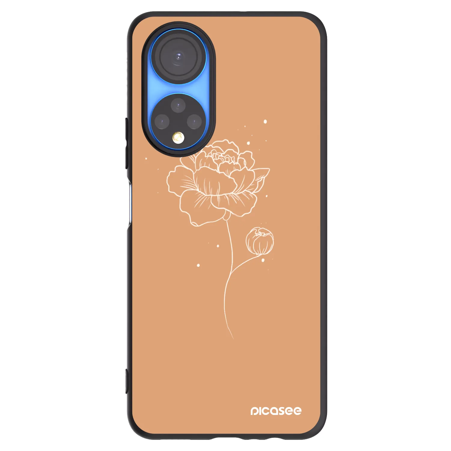 Picasee silikonowe czarne etui na Honor X7 - Peonies
