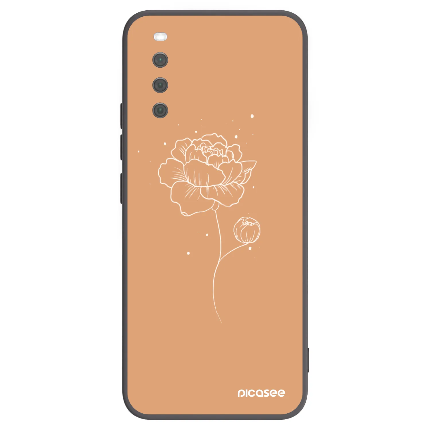 Picasee silikonowe czarne etui na Sony Xperia 10 III - Peonies
