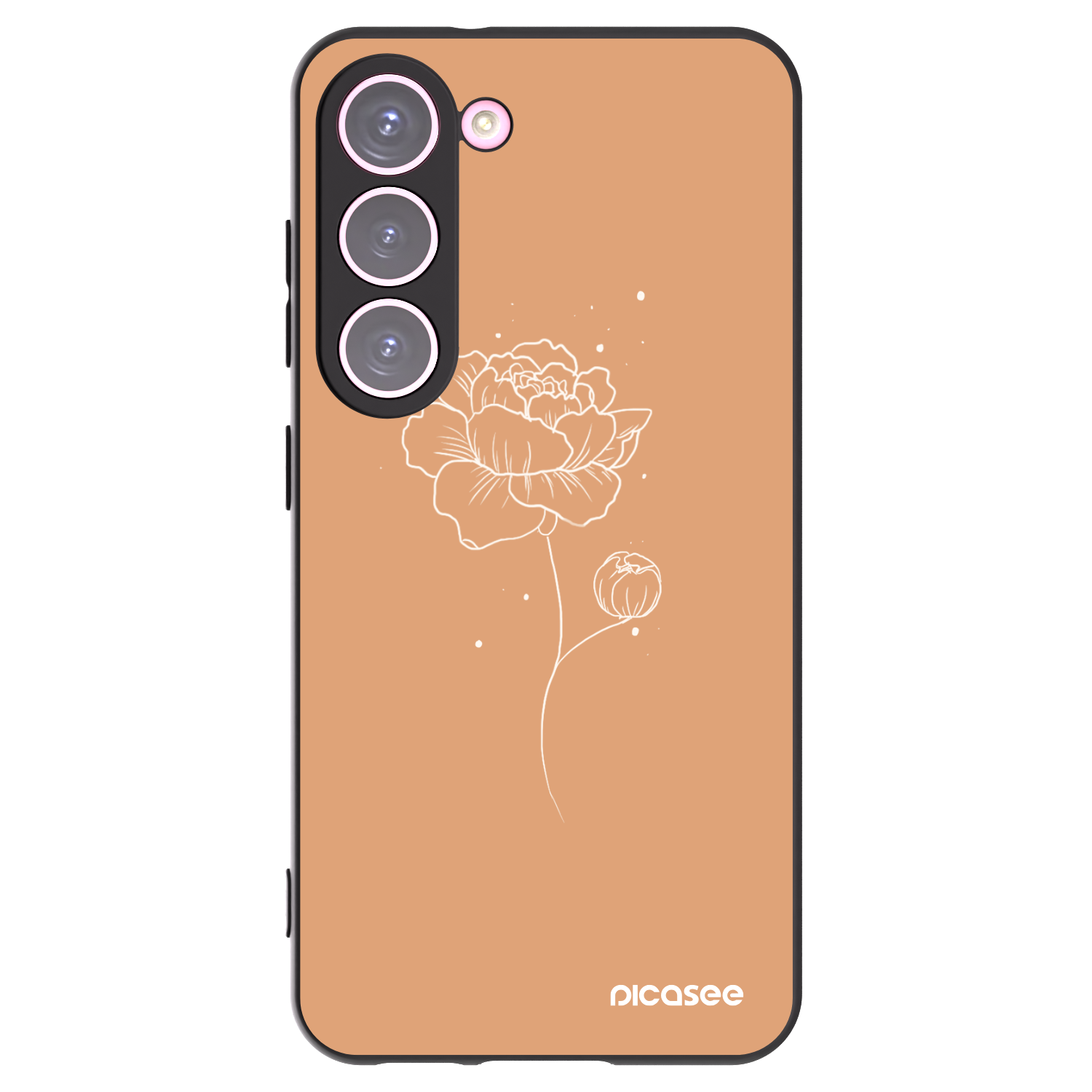 Picasee silikonowe czarne etui na Samsung Galaxy S23 5G - Peonies