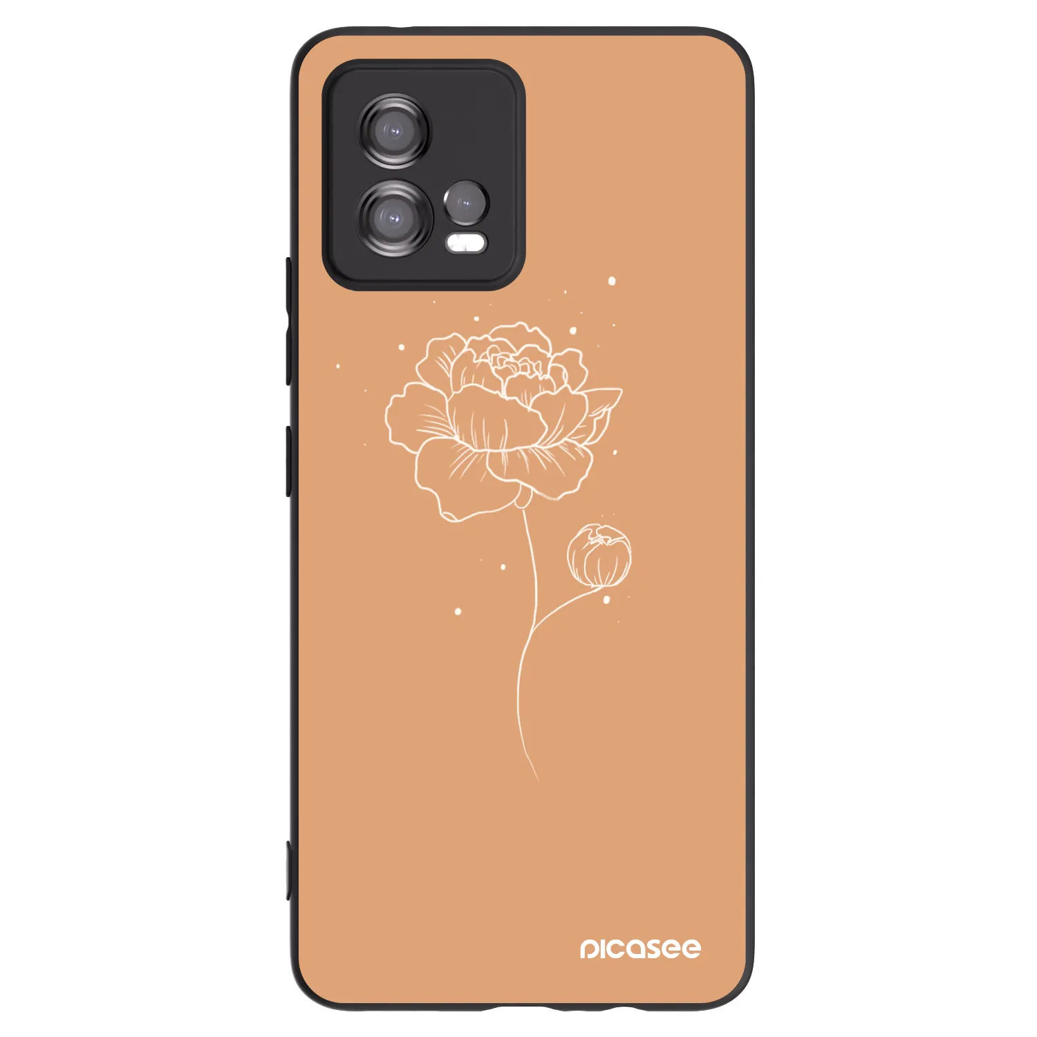 Picasee silikonowe czarne etui na Motorola Moto G72 - Peonies