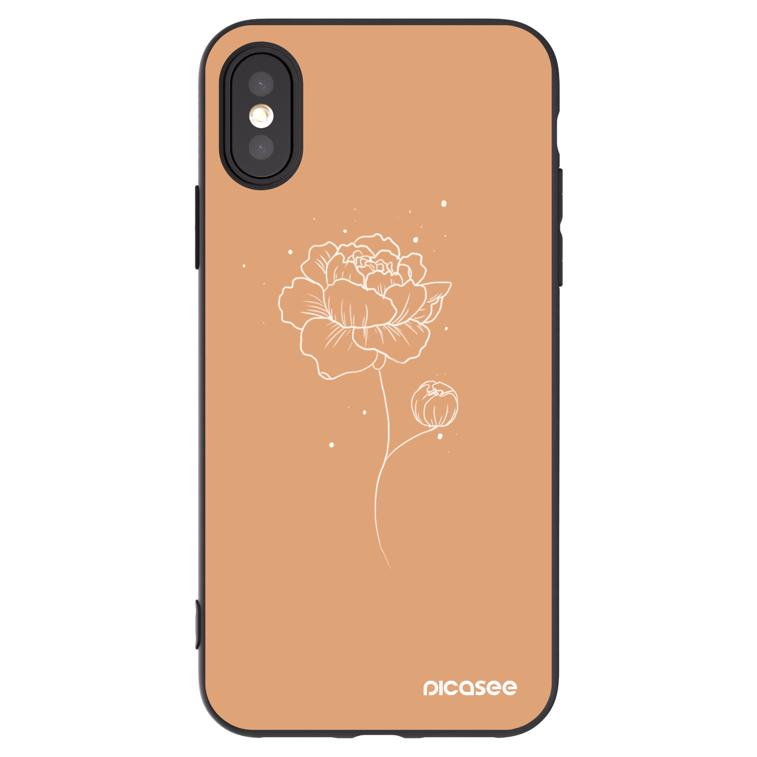 Picasee silikonowe czarne etui na Apple iPhone X/XS - Peonies