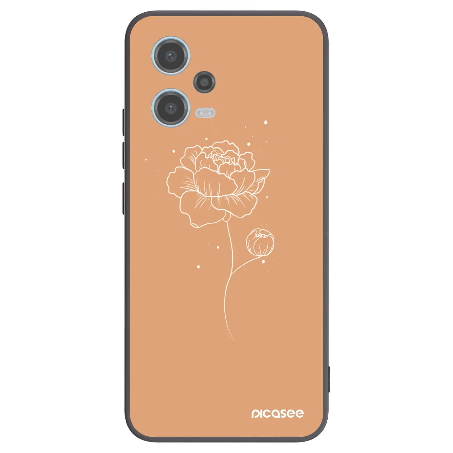 Picasee silikonowe czarne etui na Xiaomi Redmi Note 12 5G - Peonies