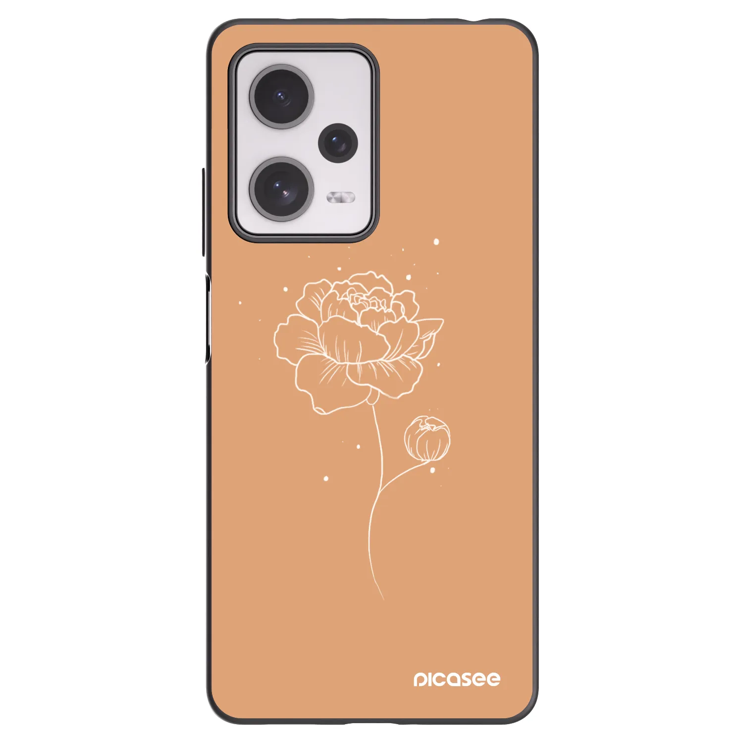 Picasee silikonowe czarne etui na Xiaomi Redmi Note 12 Pro+ 5G - Peonies
