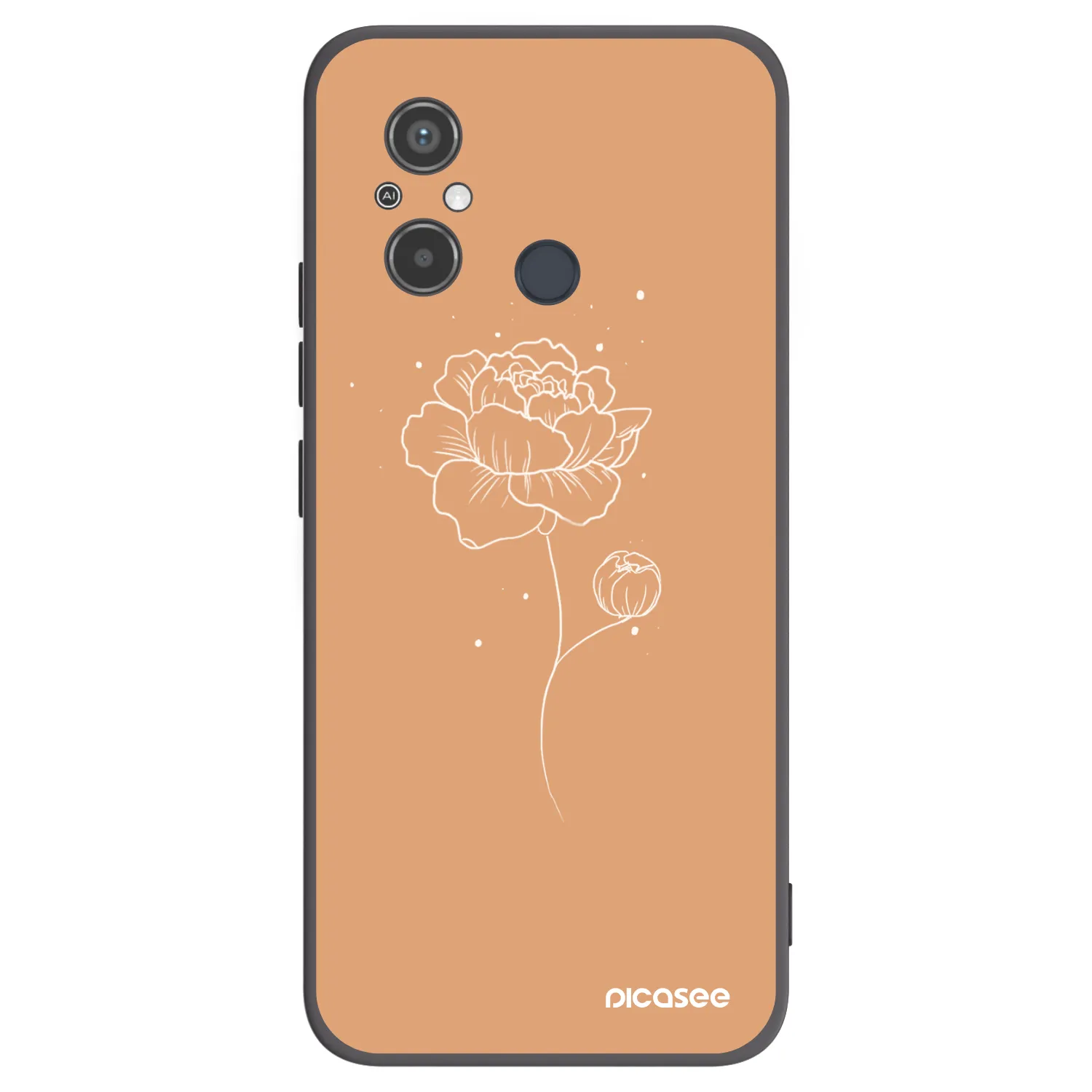 Picasee silikonowe czarne etui na Xiaomi Redmi 12C - Peonies