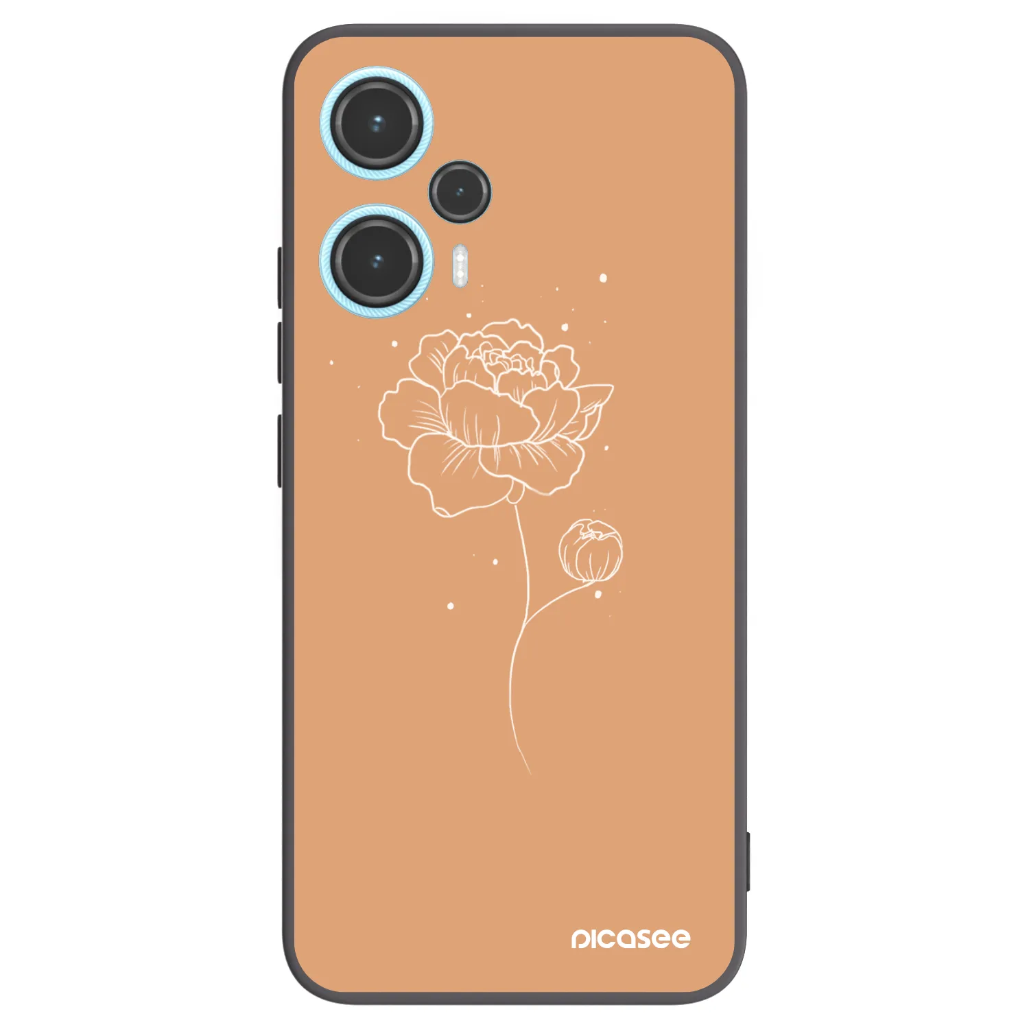 Picasee silikonowe czarne etui na Xiaomi Poco F5 - Peonies