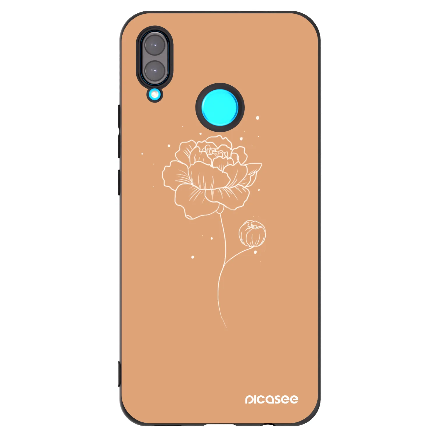 Picasee silikonowe czarne etui na Huawei Nova 3i - Peonies
