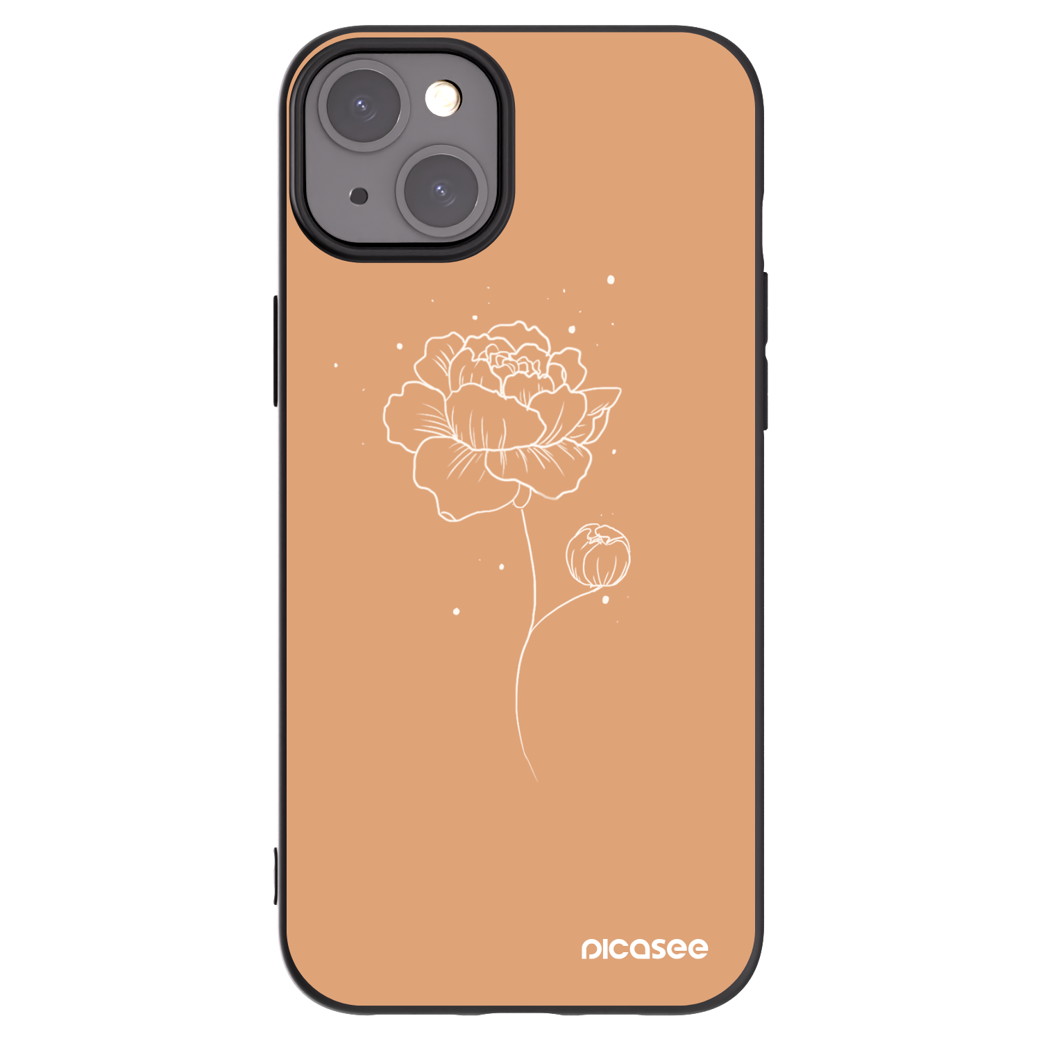 Picasee silikonowe czarne etui na Apple iPhone 15 Plus - Peonies
