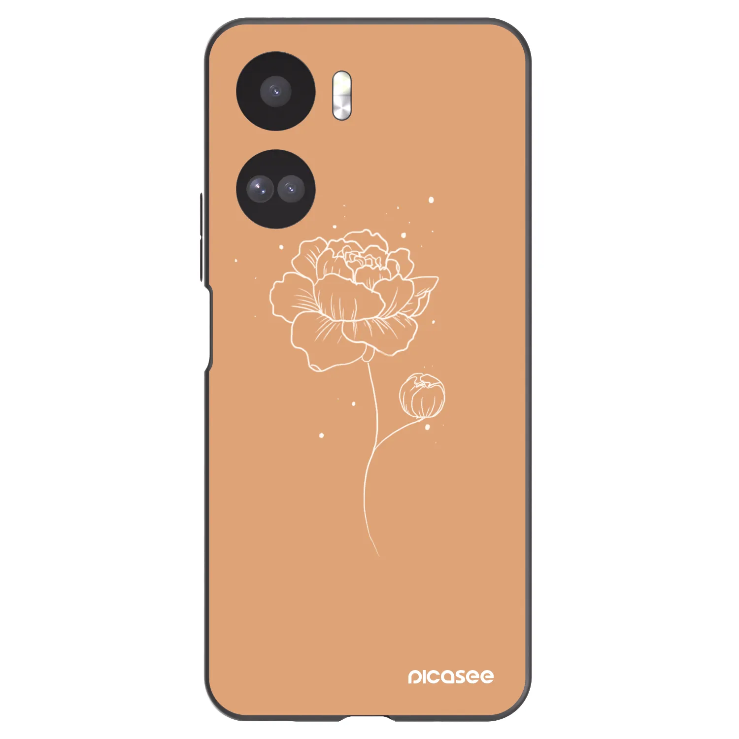 Picasee silikonowe czarne etui na Honor 90 Lite 5G - Peonies