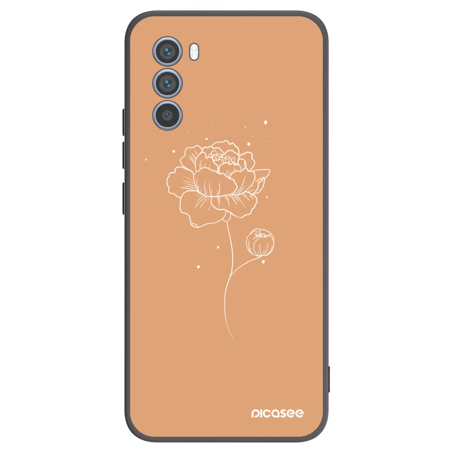 Picasee silikonowe czarne etui na Motorola Moto G62 - Peonies