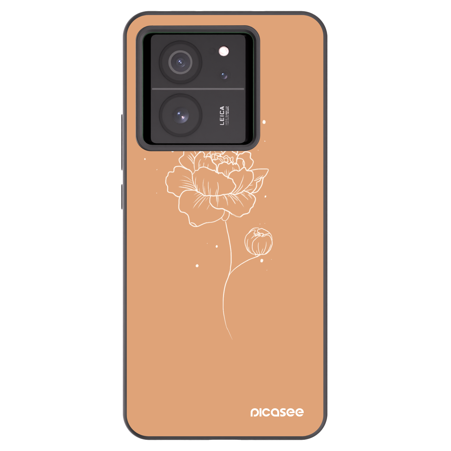 Picasee silikonowe czarne etui na Xiaomi 13T - Peonies