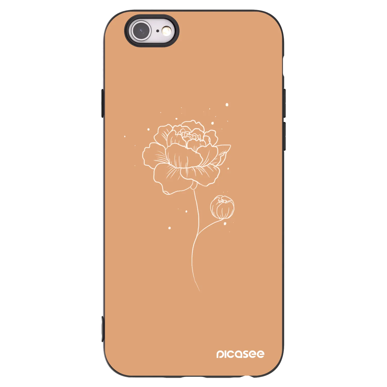 Picasee silikonowe czarne etui na Apple iPhone 6/6S - Peonies