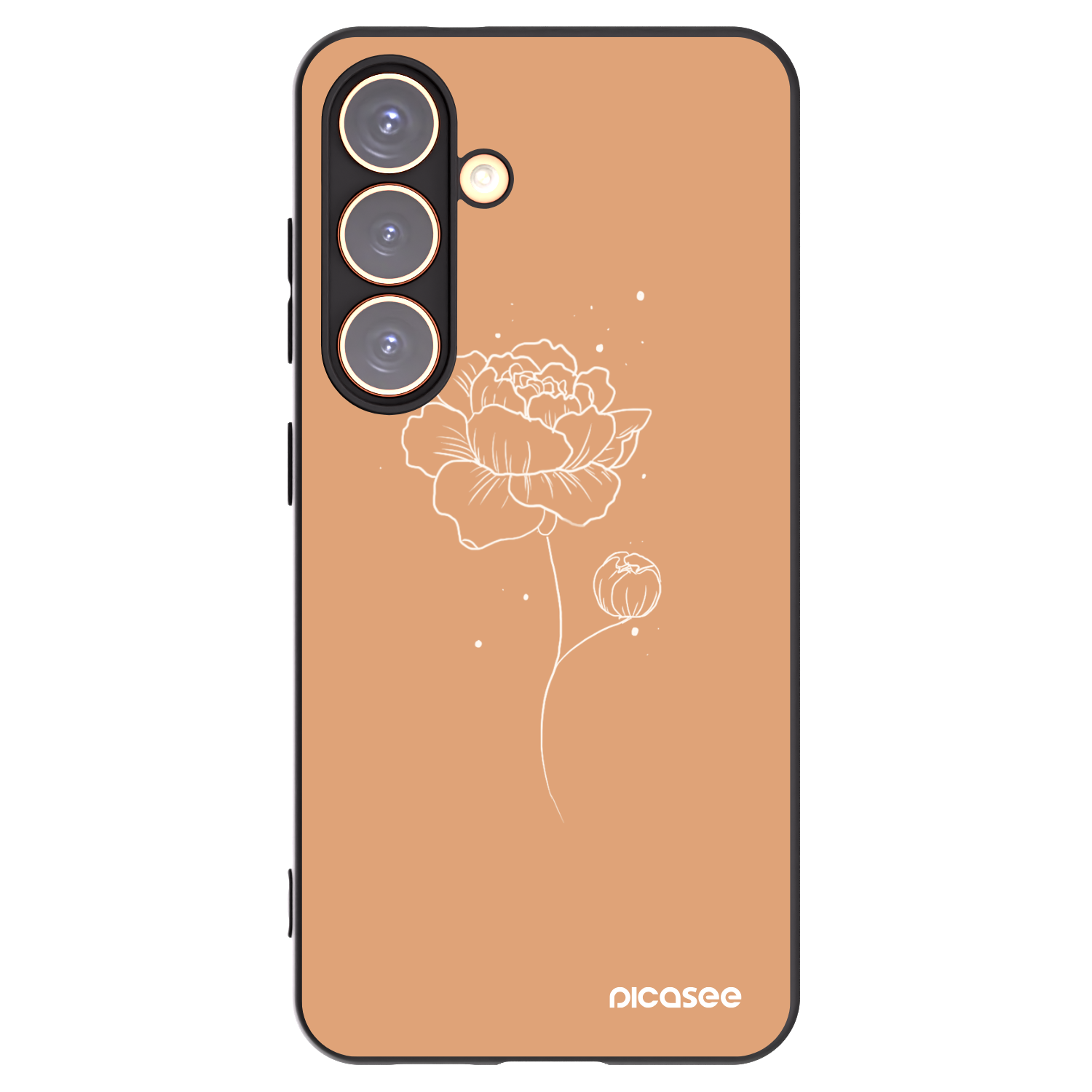 Picasee silikonowe czarne etui na Samsung Galaxy S24 S921B 5G - Peonies
