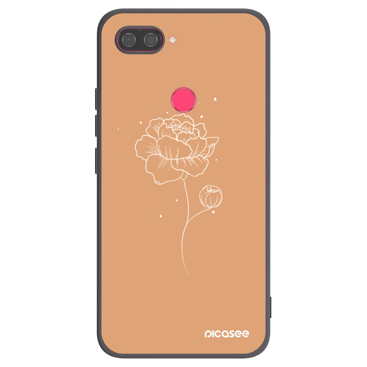 Picasee silikonowe czarne etui na Xiaomi Mi 8 Lite - Peonies