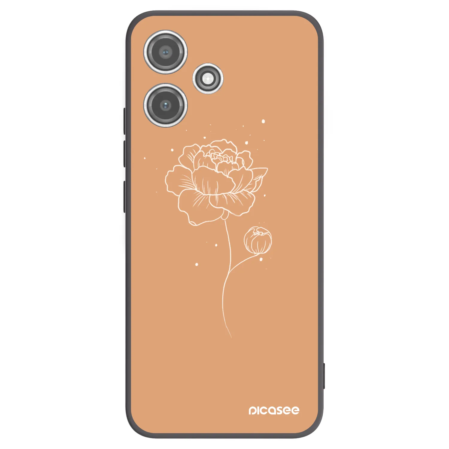 Picasee silikonowe czarne etui na Xiaomi Redmi 12 5G - Peonies