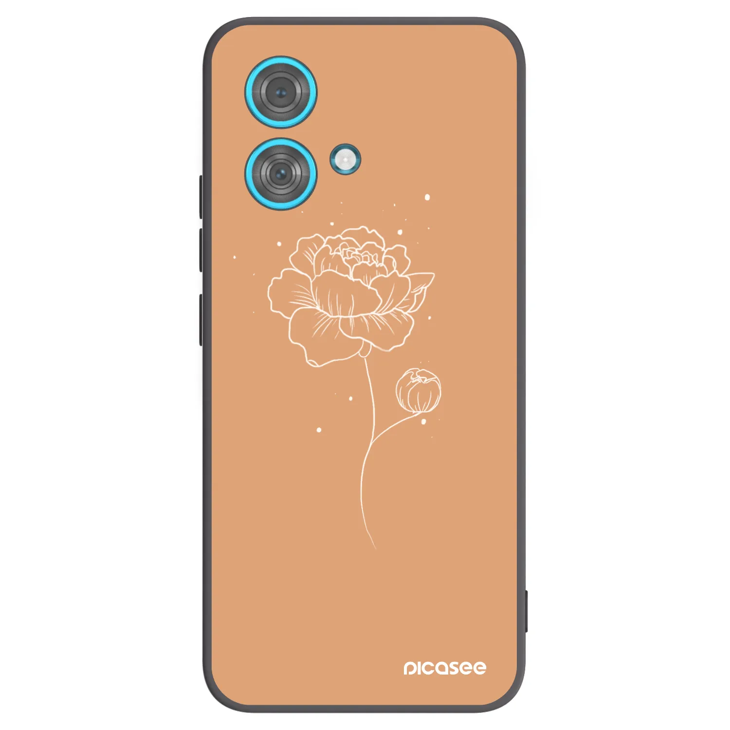 Picasee silikonowe czarne etui na Motorola Edge 40 Neo - Peonies