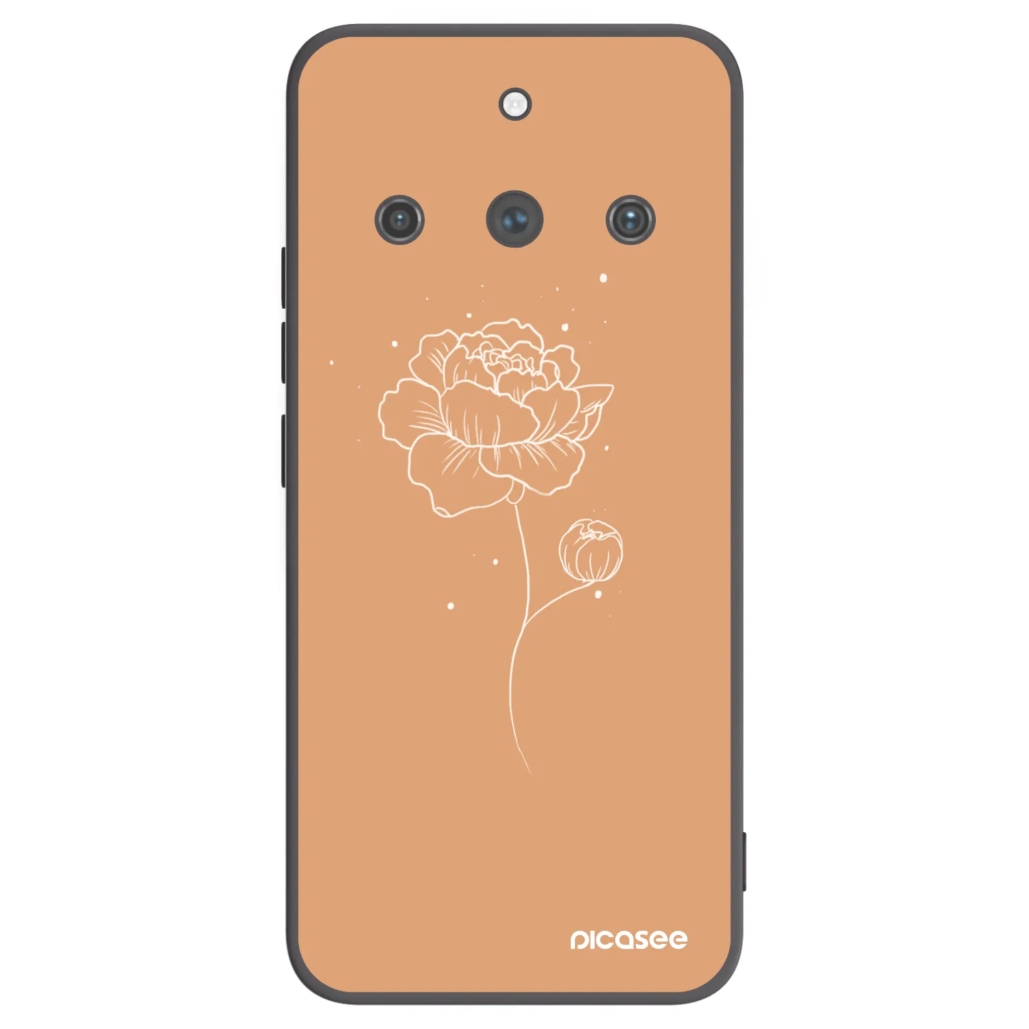 Picasee silikonowe czarne etui na Realme 11 Pro+ - Peonies