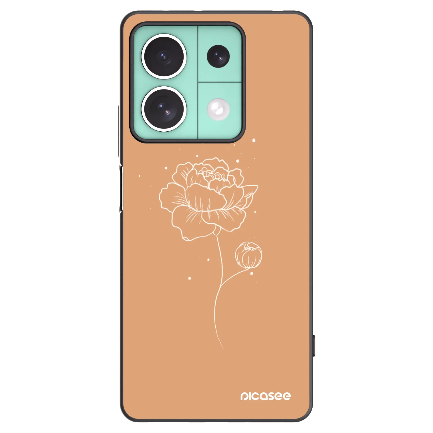 Picasee silikonowe czarne etui na Xiaomi Redmi Note 13 5G - Peonies