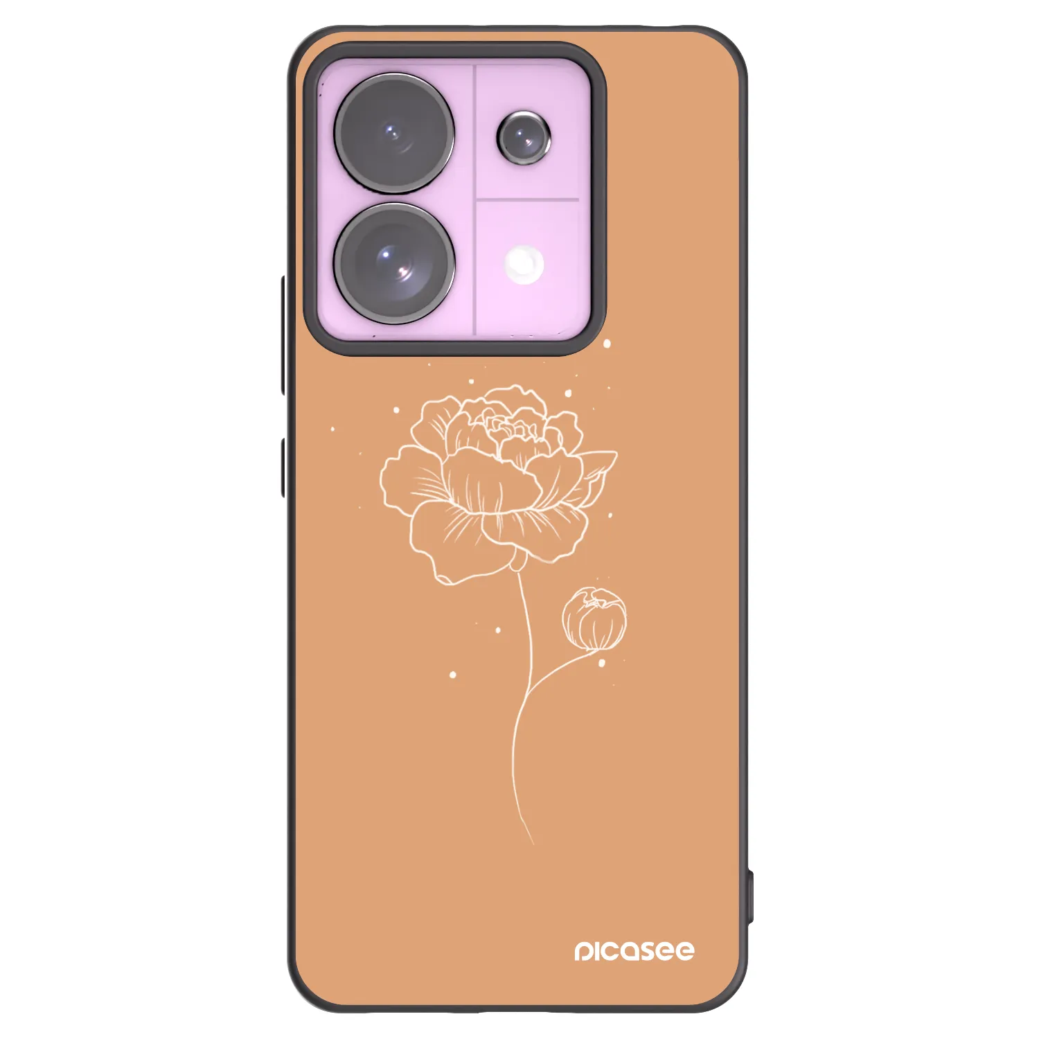 Picasee silikonowe czarne etui na Xiaomi Redmi Note 13 Pro 5G - Peonies