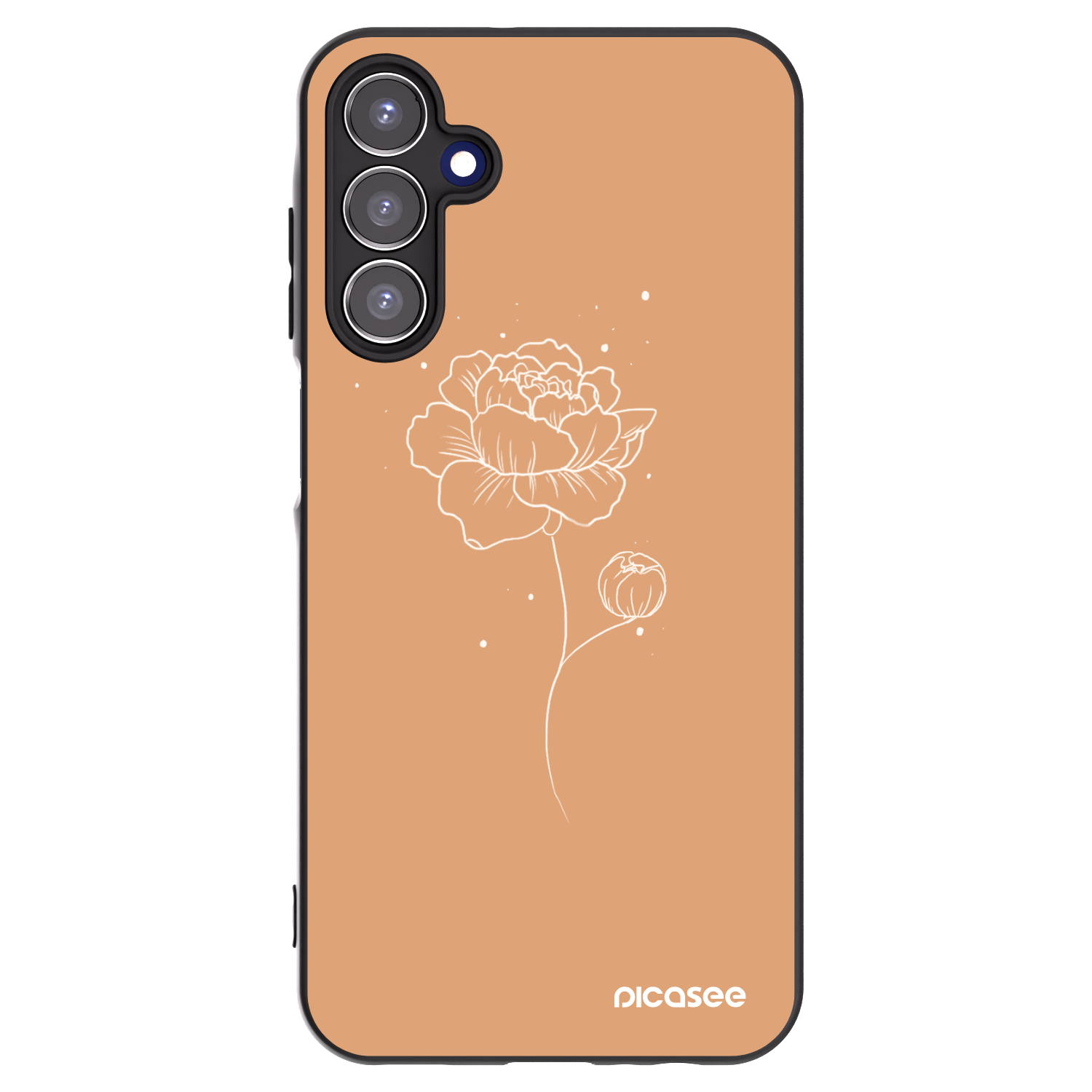 Picasee silikonowe czarne etui na Samsung Galaxy A15 A155F 4G - Peonies