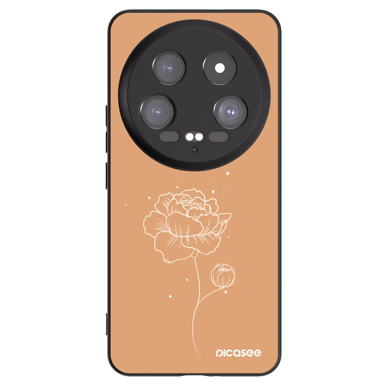 Picasee silikonowe czarne etui na Xiaomi 14 Ultra - Peonies