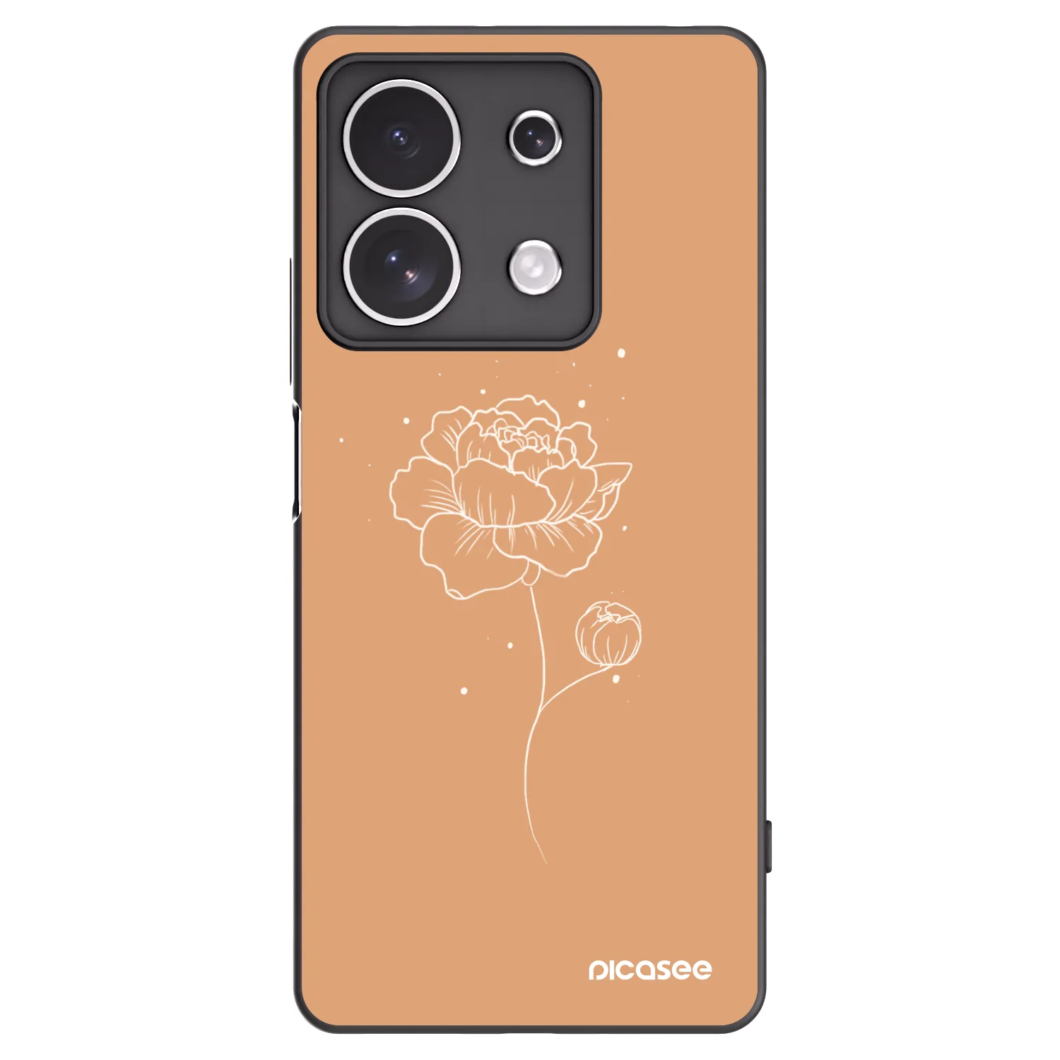 Picasee silikonowe czarne etui na Xiaomi Redmi Note 13 4G - Peonies