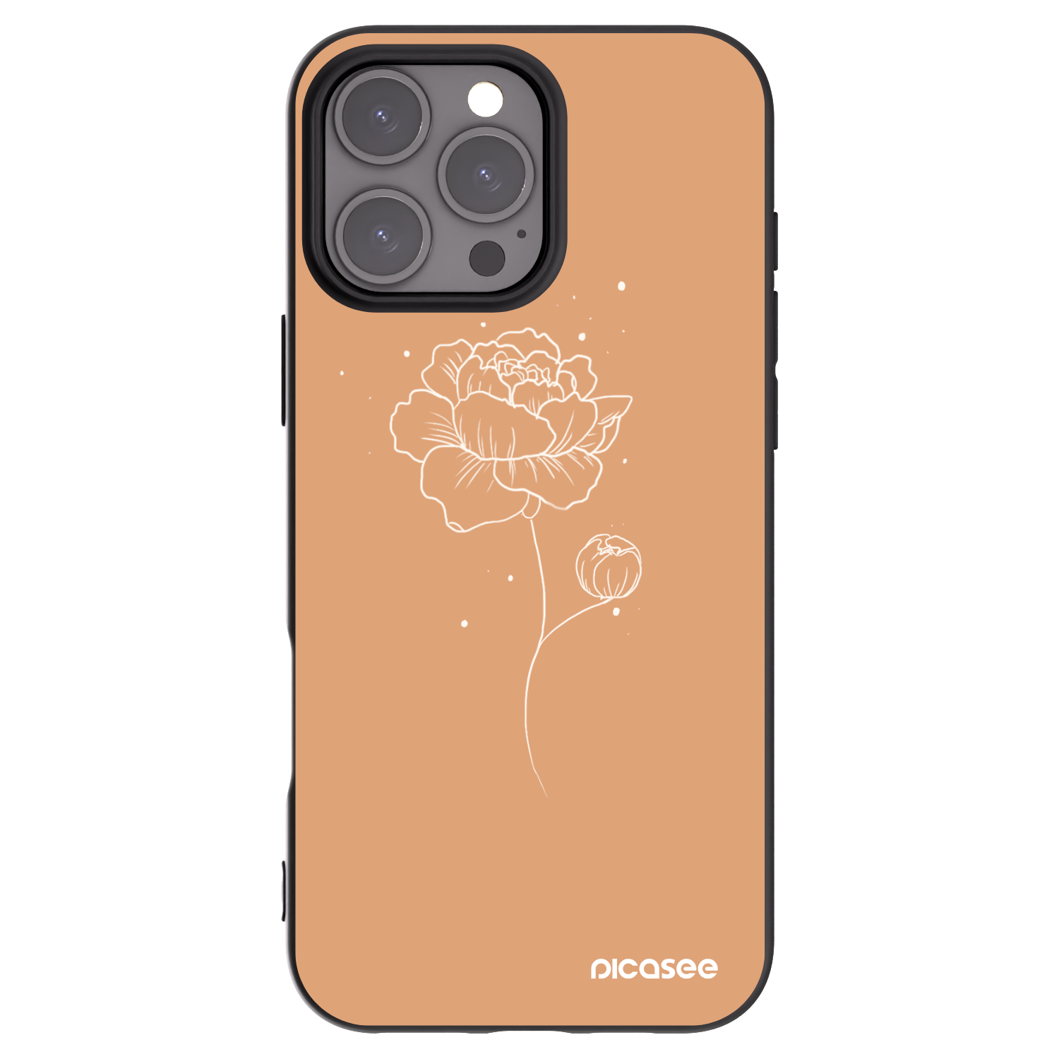 Picasee silikonowe czarne etui na Apple iPhone 16 Pro Max - Peonies