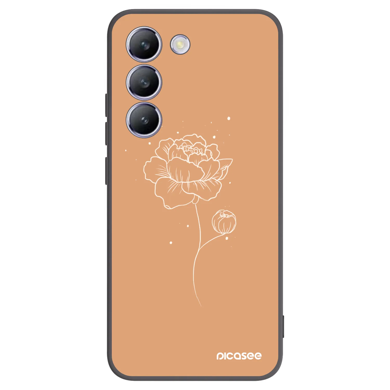 Picasee silikonowe czarne etui na Vivo V40 SE 5G - Peonies