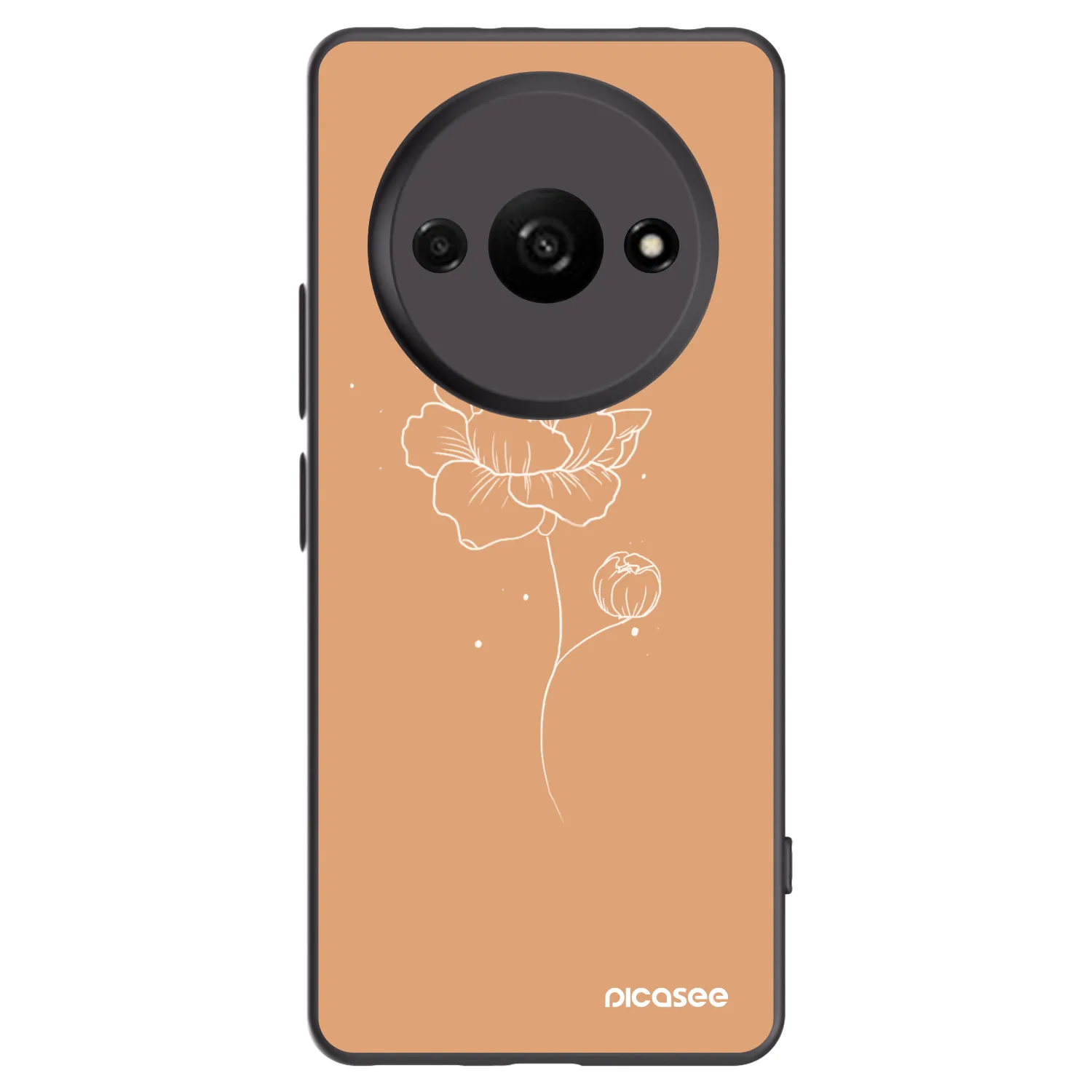 Picasee silikonowe czarne etui na Xiaomi Redmi A3 - Peonies