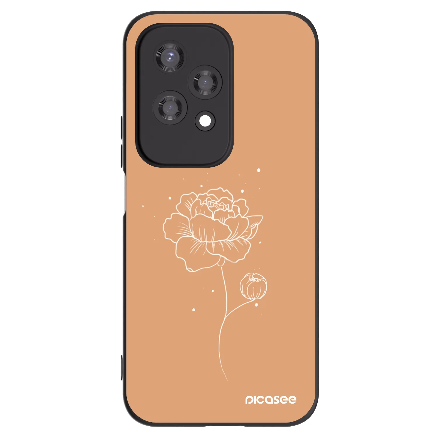Picasee silikonowe czarne etui na Honor 200 Lite - Peonies