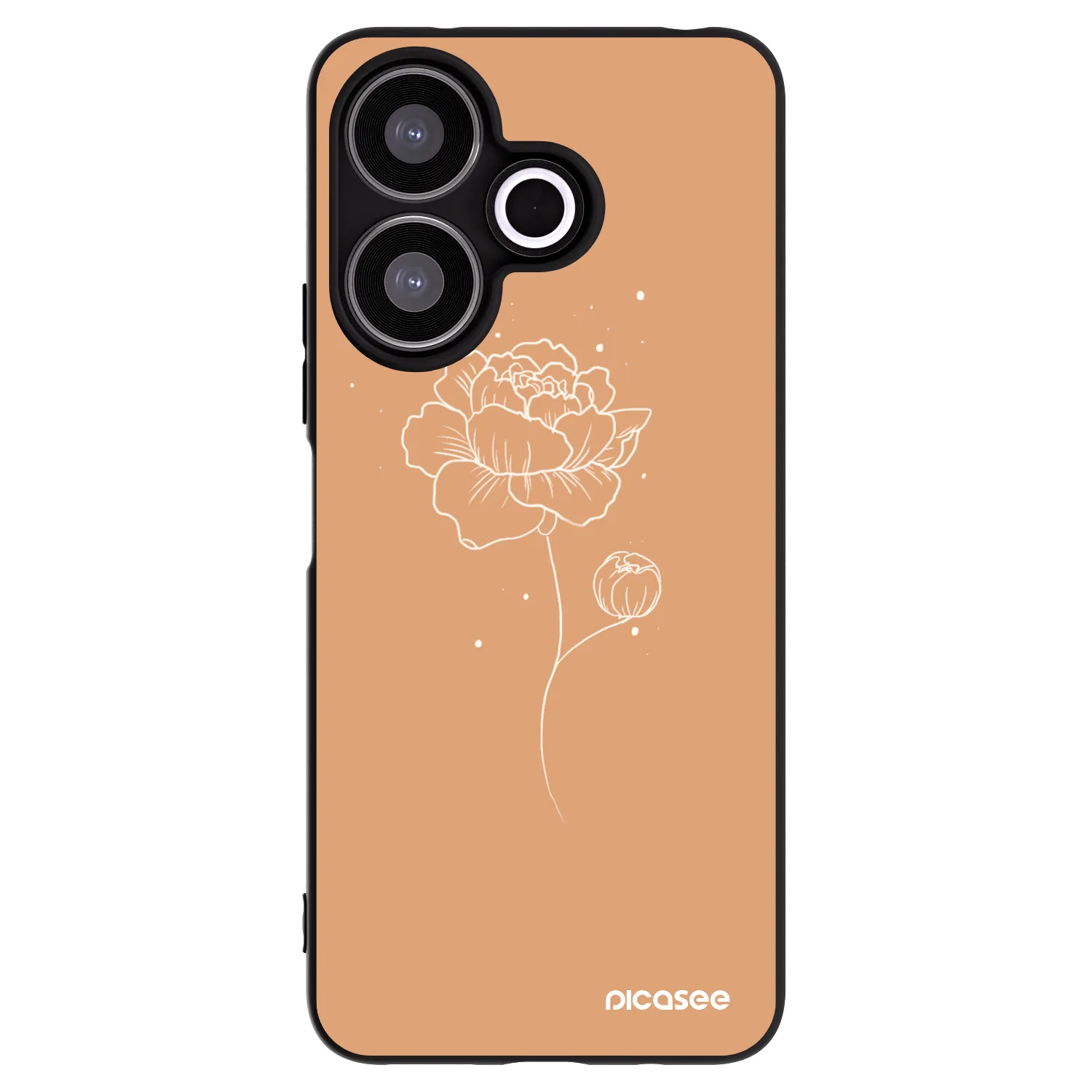 Picasee silikonowe czarne etui na Xiaomi Redmi 13 4G - Peonies