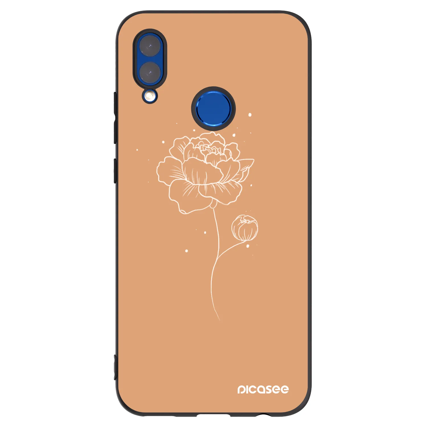 Picasee silikonowe czarne etui na Honor 10 Lite - Peonies