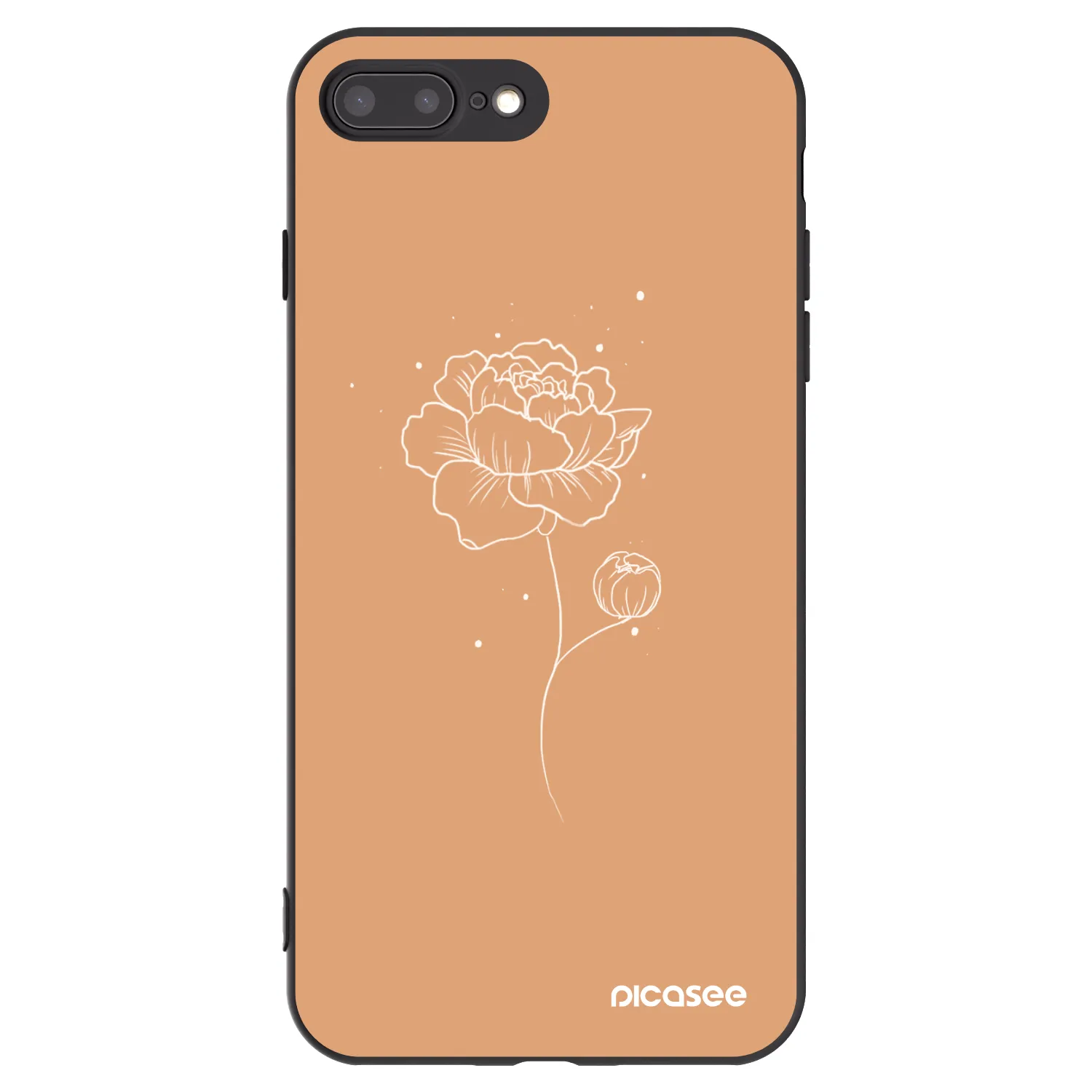 Picasee silikonowe czarne etui na Apple iPhone 7 Plus - Peonies
