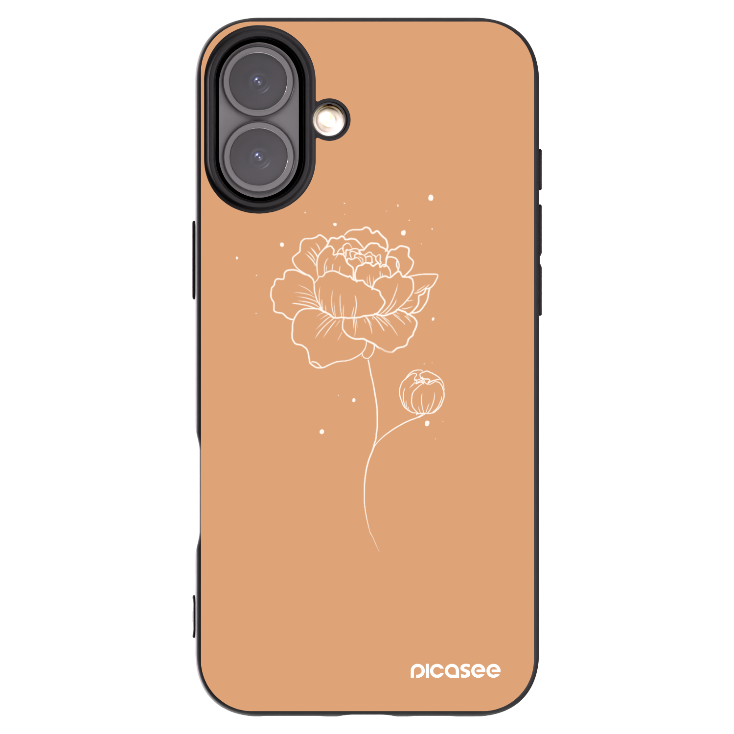 Picasee silikonowe czarne etui na Apple iPhone 16 Plus - Peonies