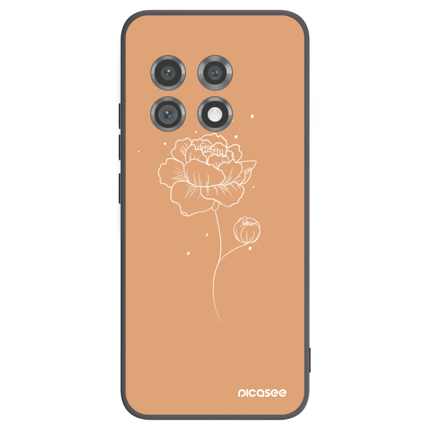 Picasee silikonowe czarne etui na OnePlus 11 5G - Peonies
