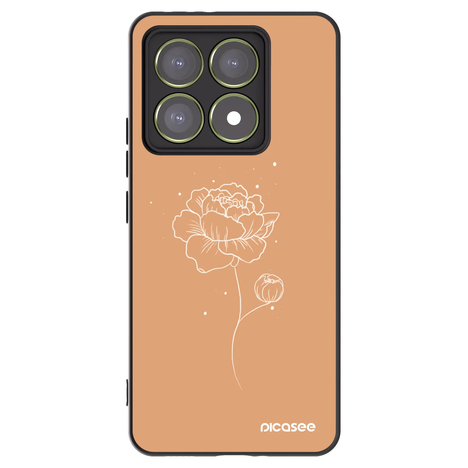 Picasee silikonowe czarne etui na Xiaomi 14T - Peonies