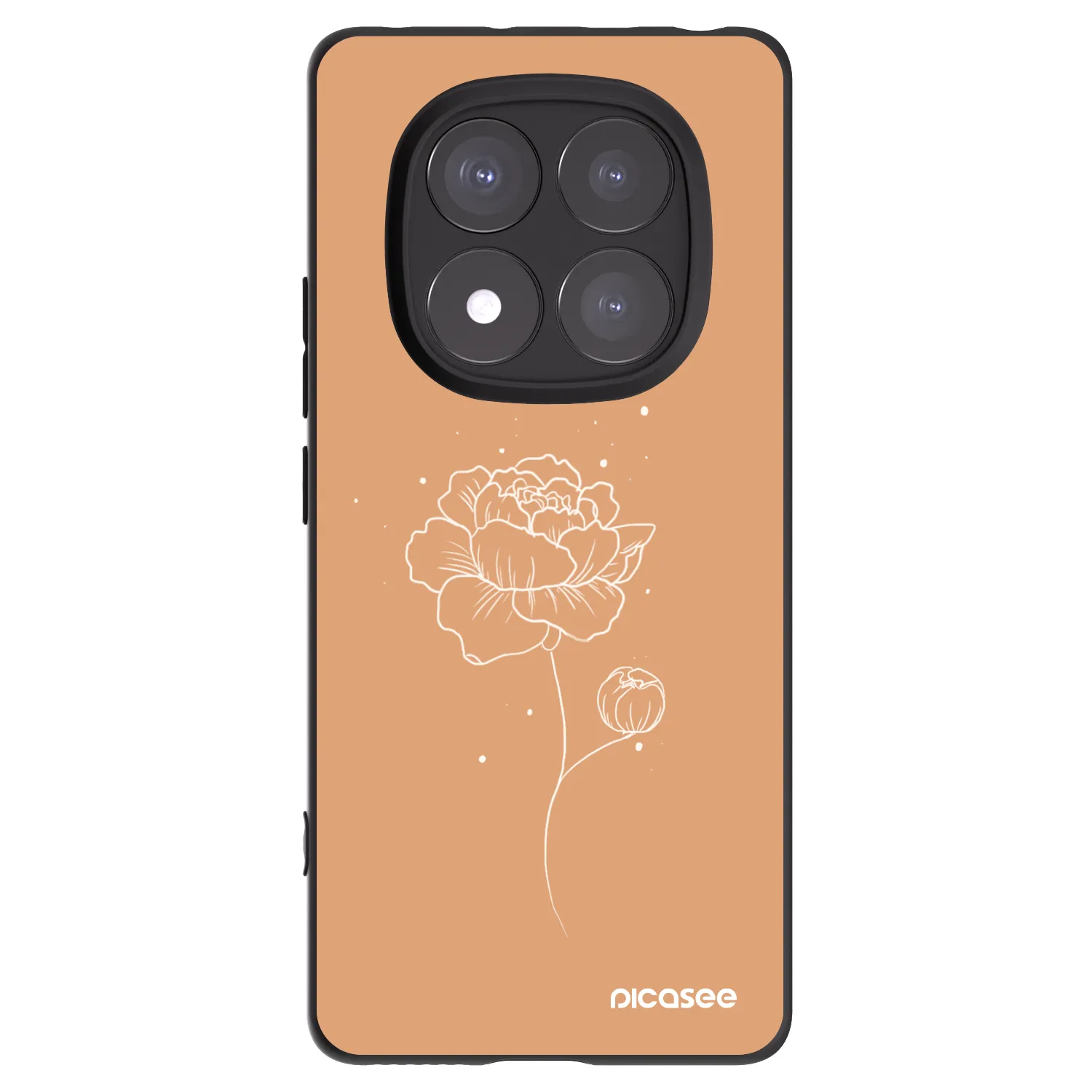 Picasee silikonowe czarne etui na Xiaomi Redmi Note 14 Pro 5G - Peonies