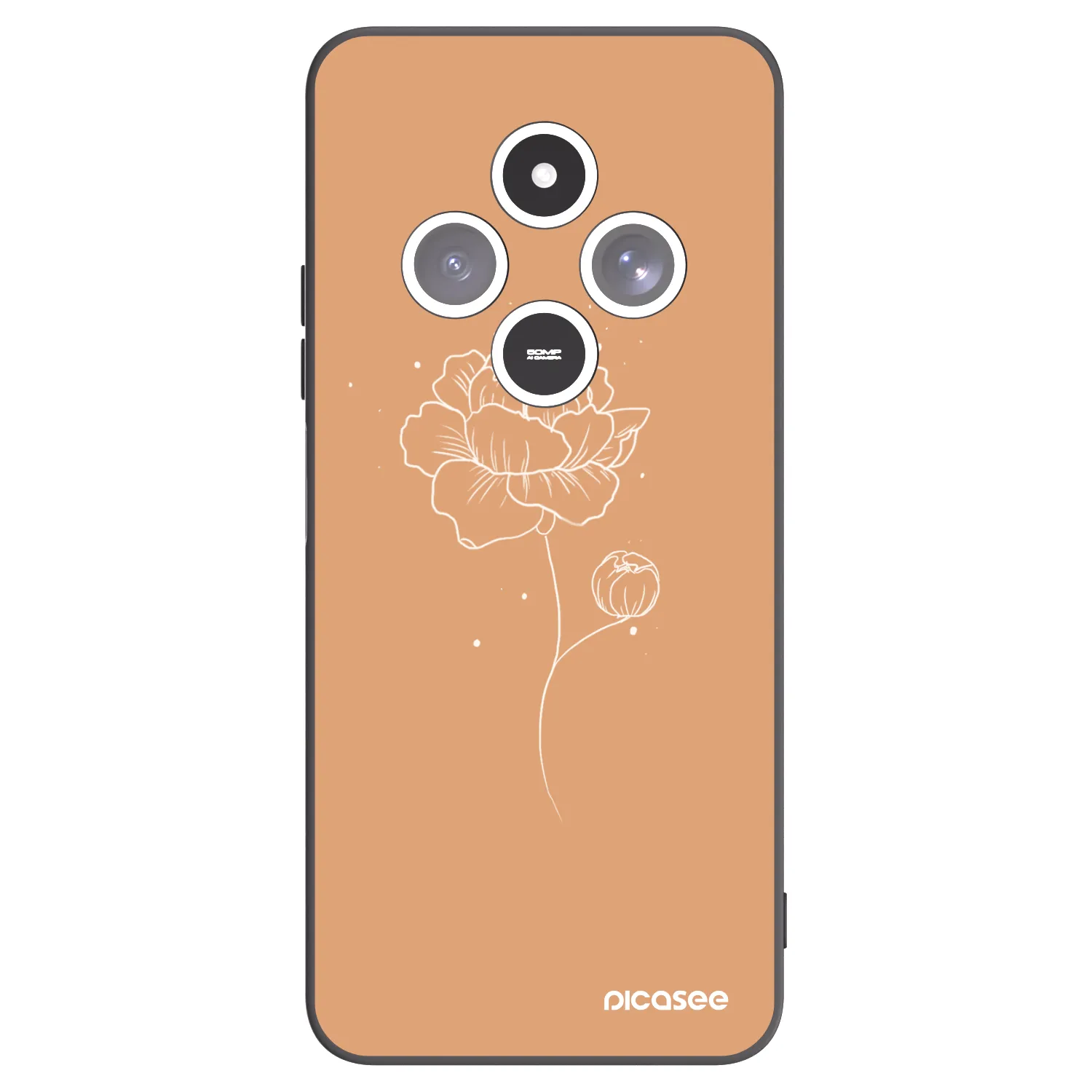 Picasee silikonowe czarne etui na Xiaomi Redmi 14C - Peonies