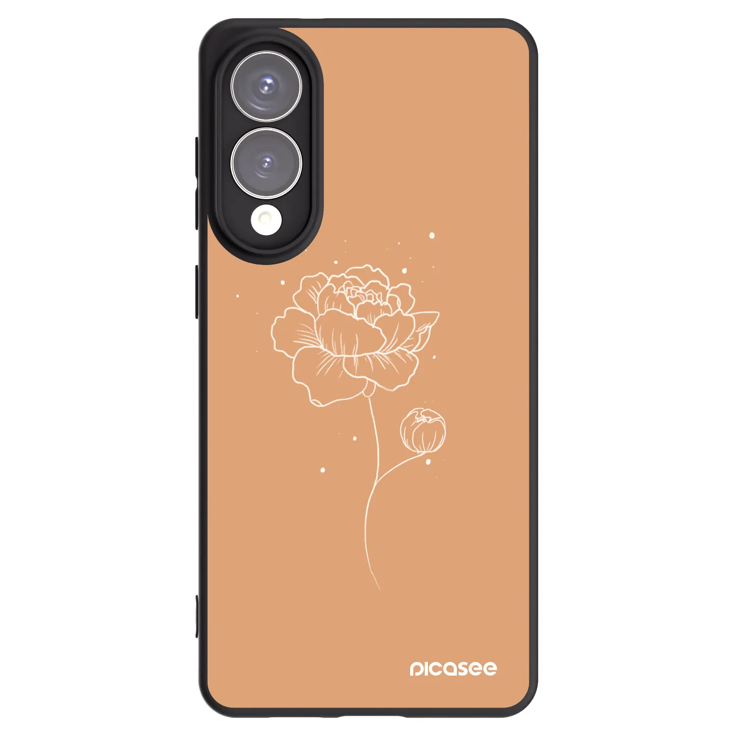 Picasee silikonowe czarne etui na Samsung Galaxy S25 Edge 5G - Peonies
