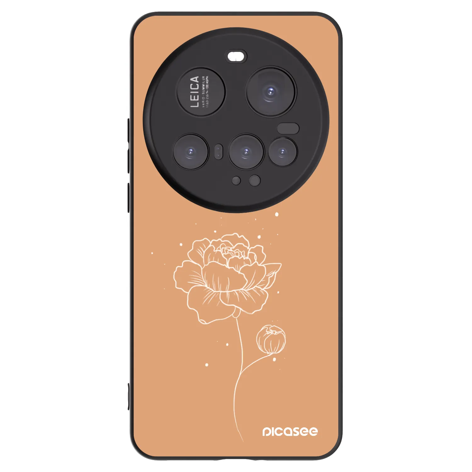 Picasee silikonowe czarne etui na Xiaomi 15 Ultra - Peonies