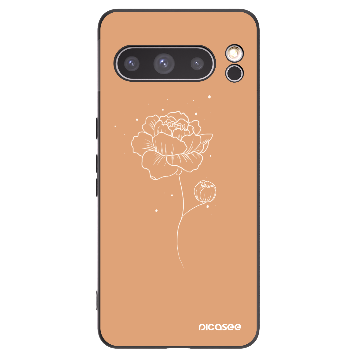 Picasee silikonowe czarne etui na Google Pixel 8 Pro - Peonies