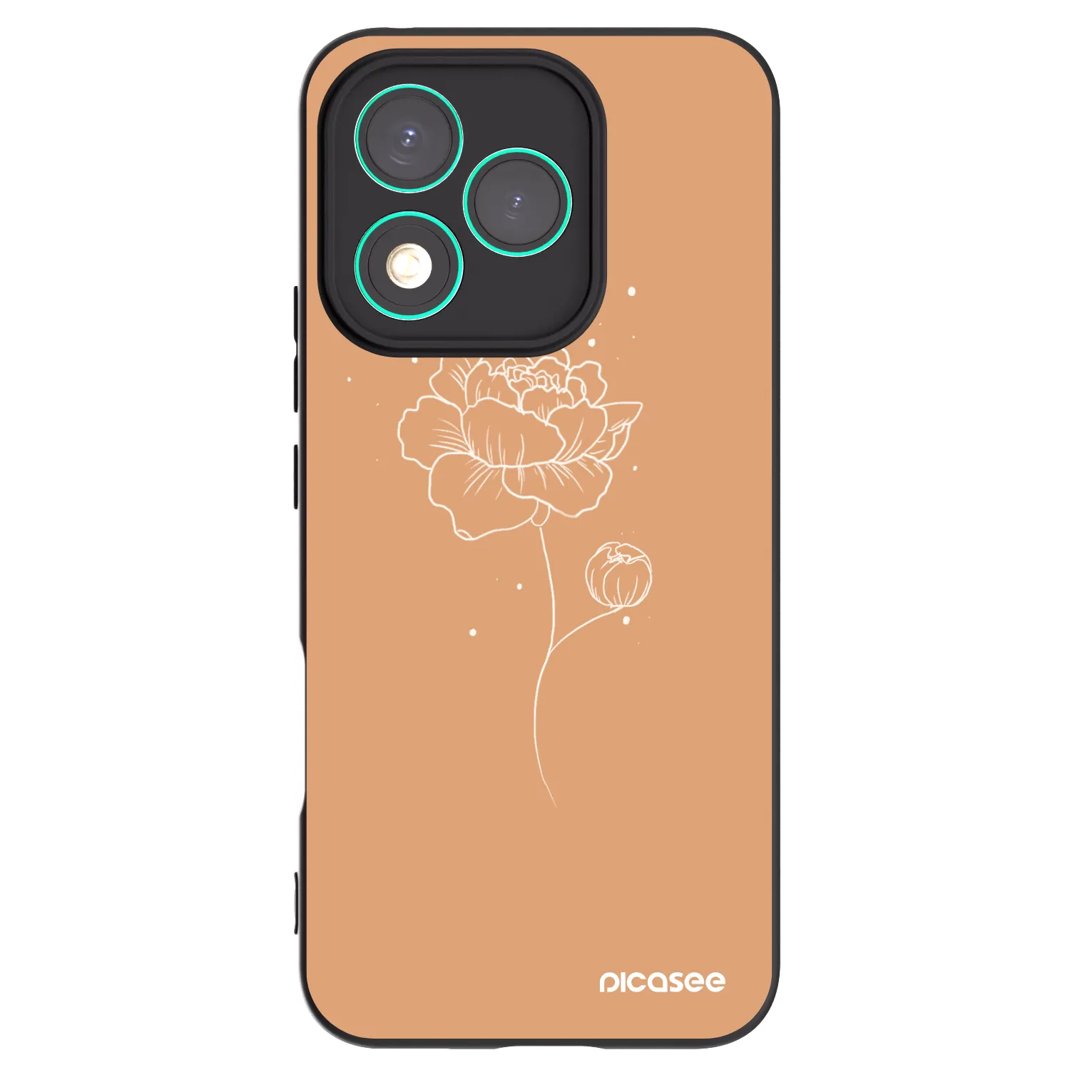 Picasee silikonowe czarne etui na Honor 400 Lite 5G - Peonies