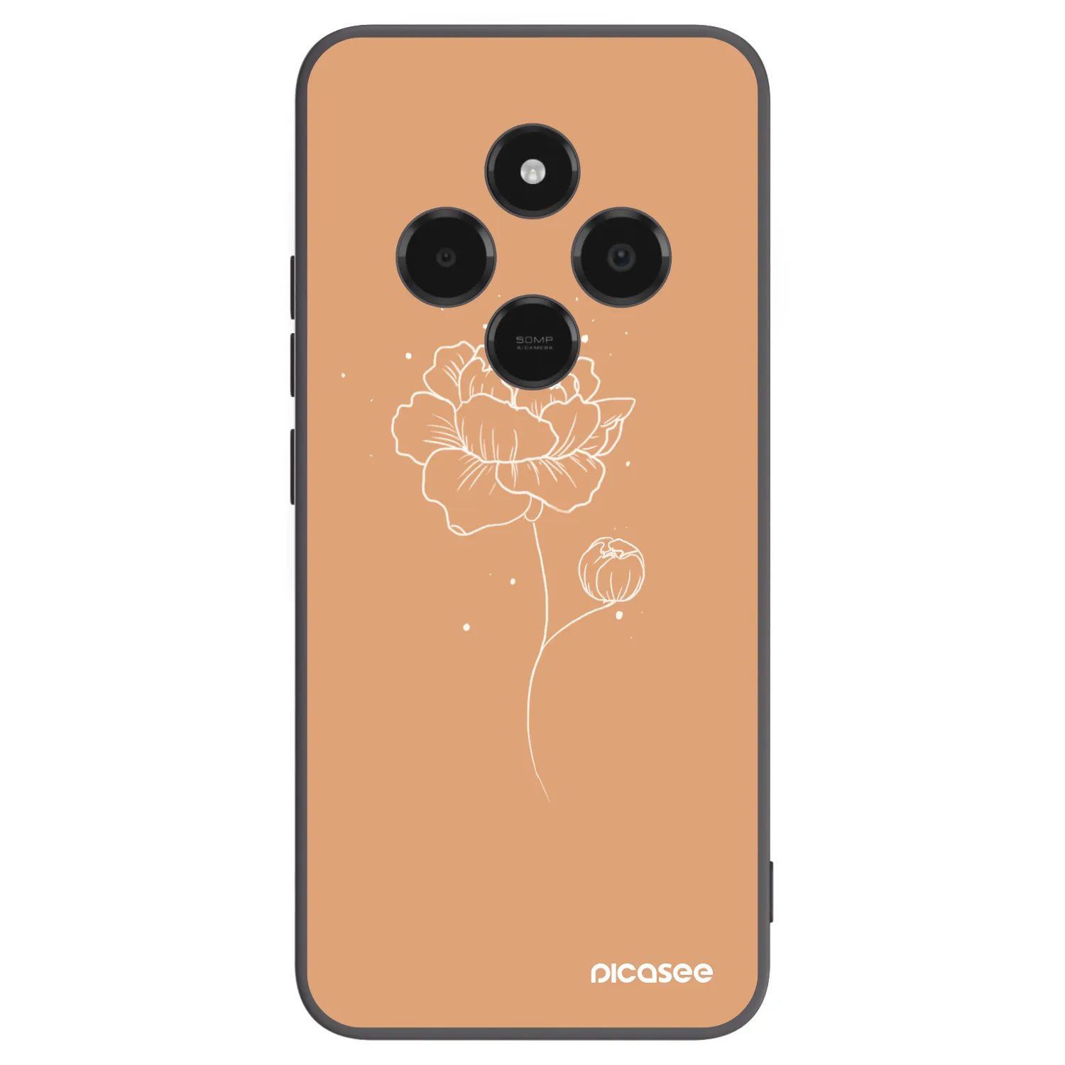 Picasee silikonowe czarne etui na Xiaomi Poco C75 - Peonies