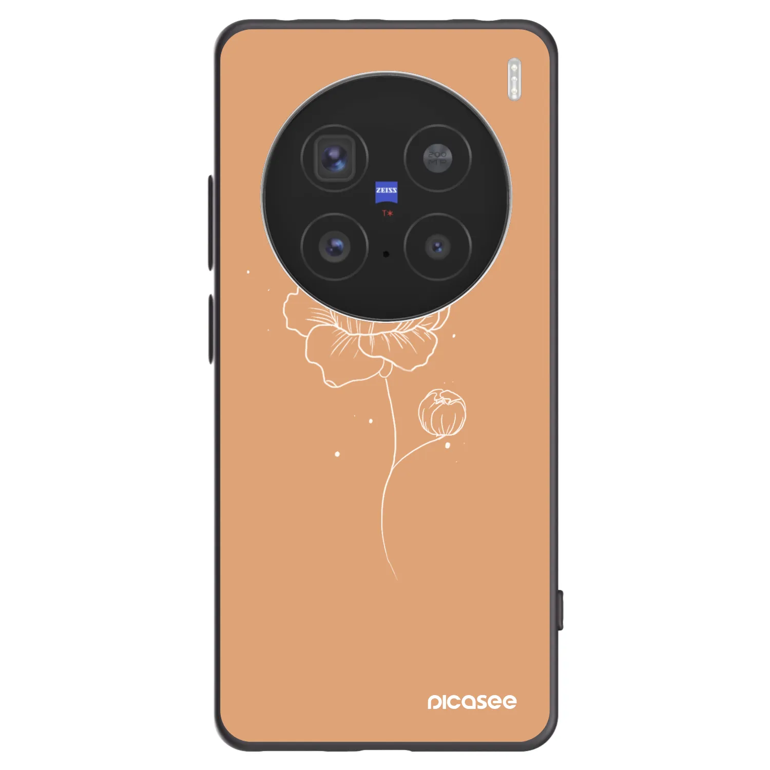 Picasee silikonowe czarne etui na Vivo X200 Pro - Peonies