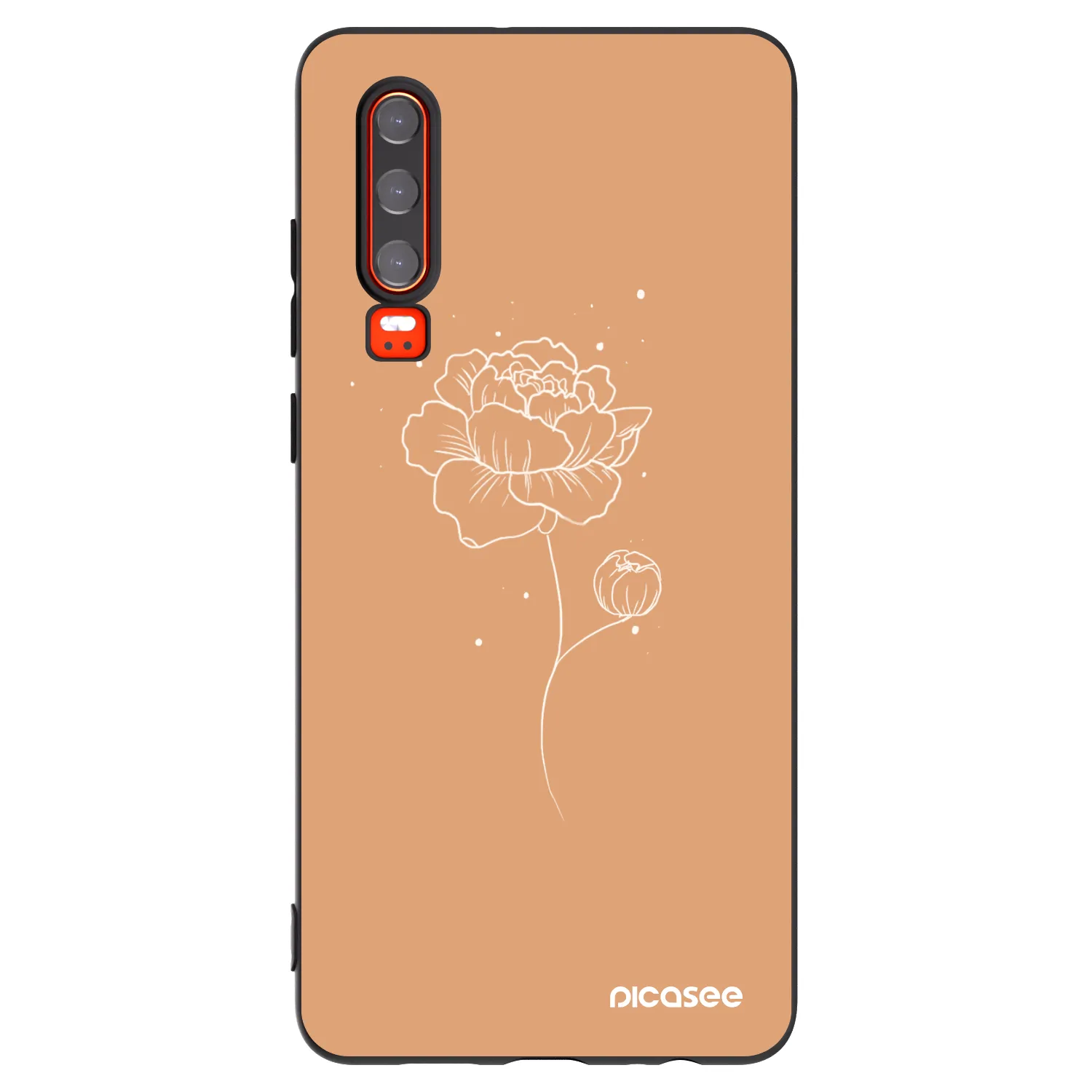 Picasee silikonowe czarne etui na Huawei P30 - Peonies