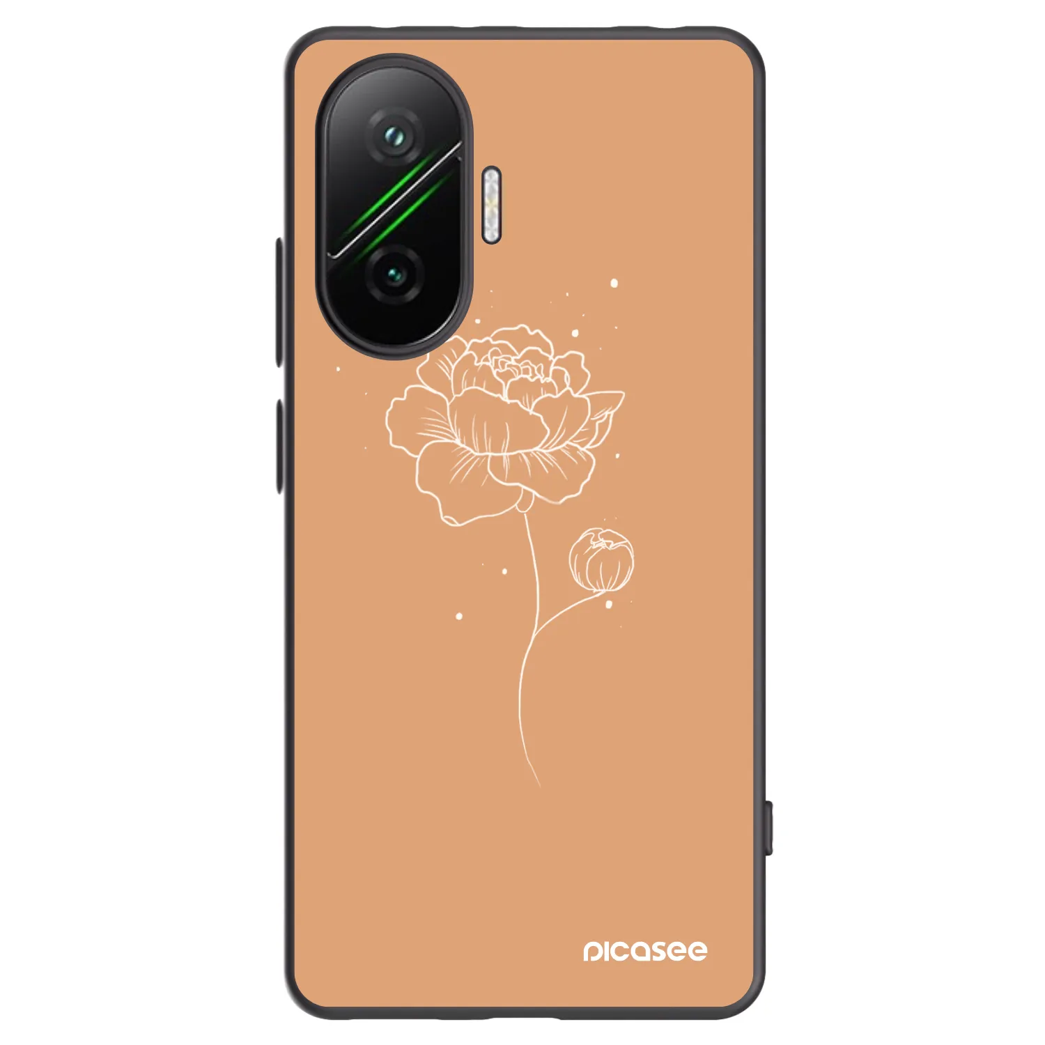 Picasee silikonowe czarne etui na Xiaomi Poco F7 Pro 5G - Peonies