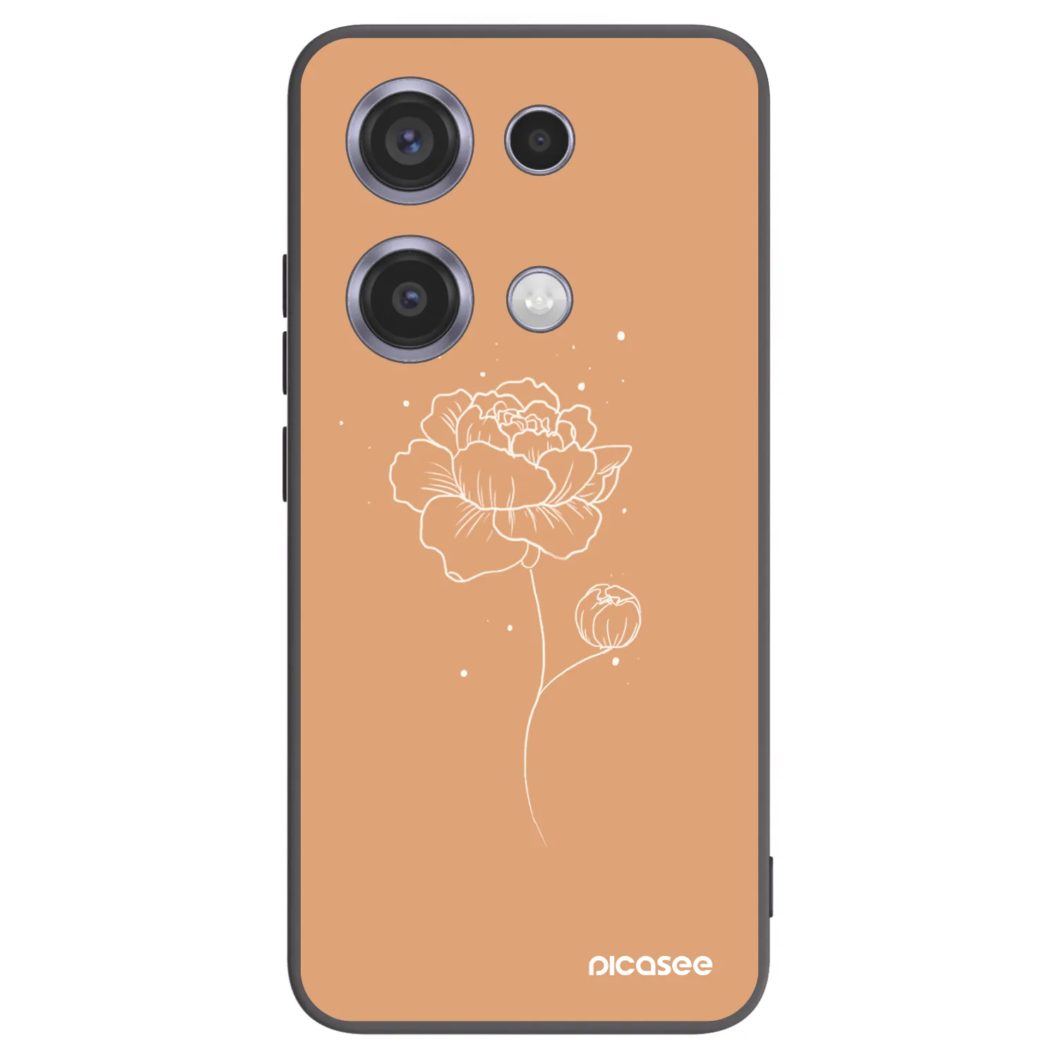 Picasee silikonowe czarne etui na Xiaomi Redmi Note 14S - Peonies