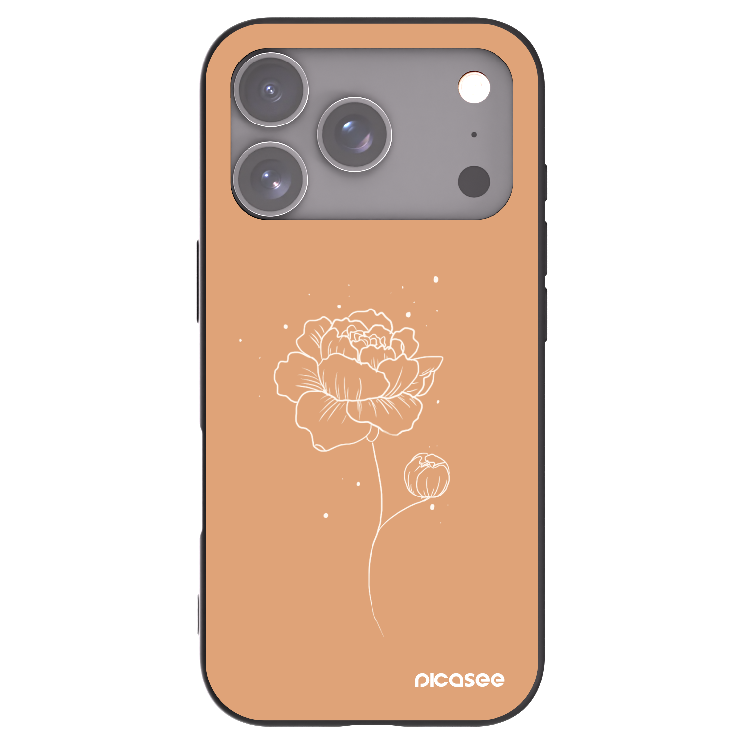 Picasee silikonowe czarne etui na Apple iPhone 17 Pro - Peonies