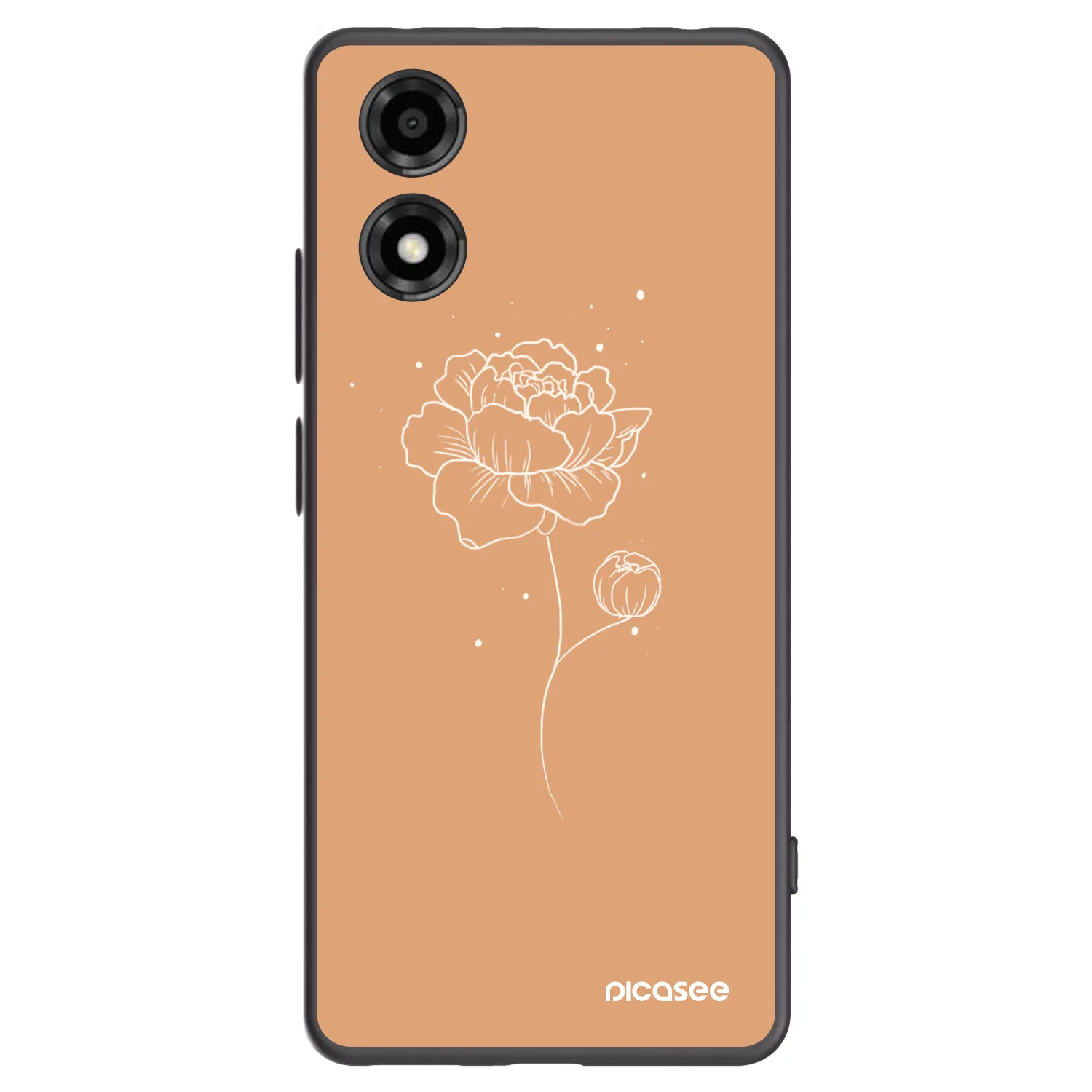 Picasee silikonowe czarne etui na Motorola Moto E14 - Peonies
